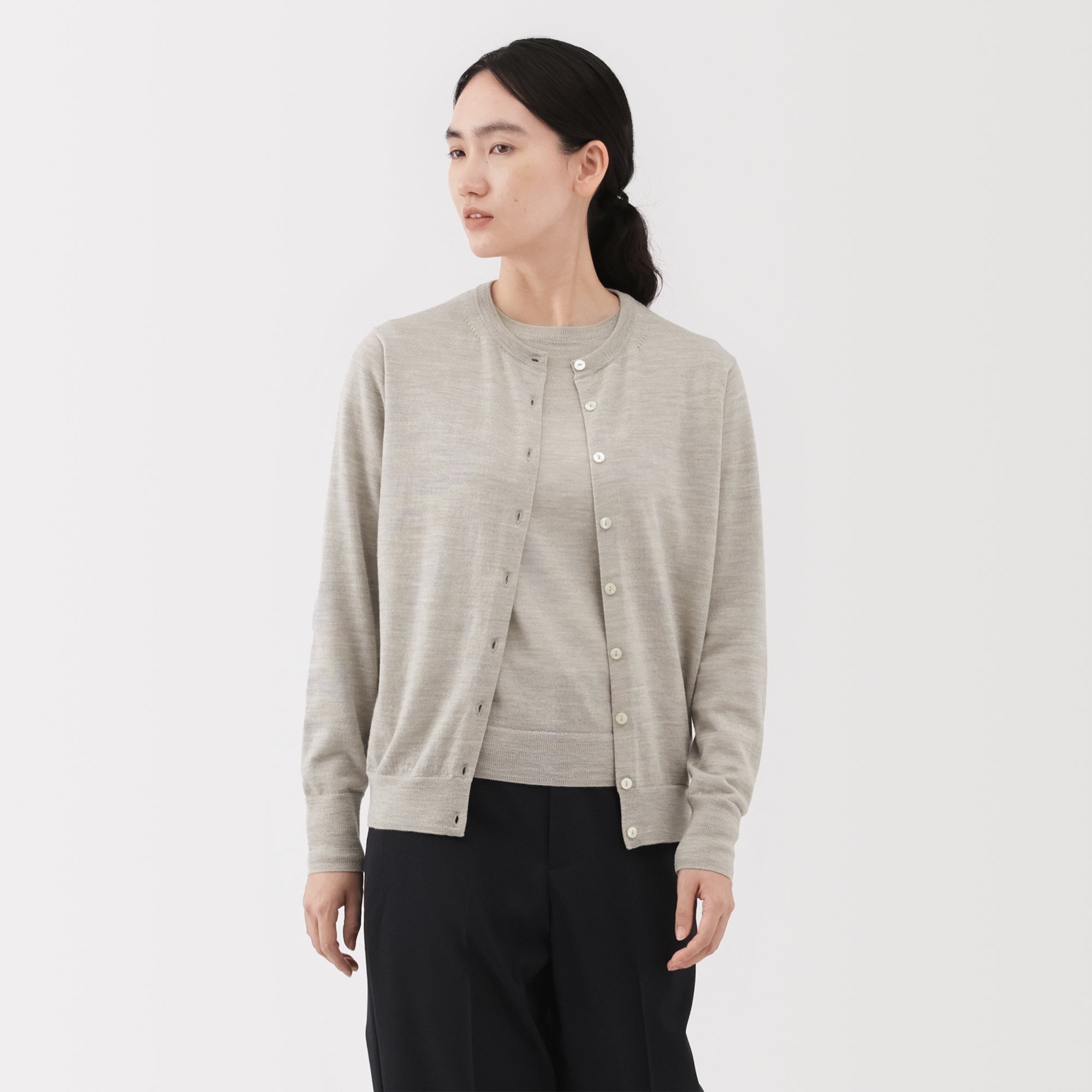 Wool Crew Neck Cardigan - Image 17