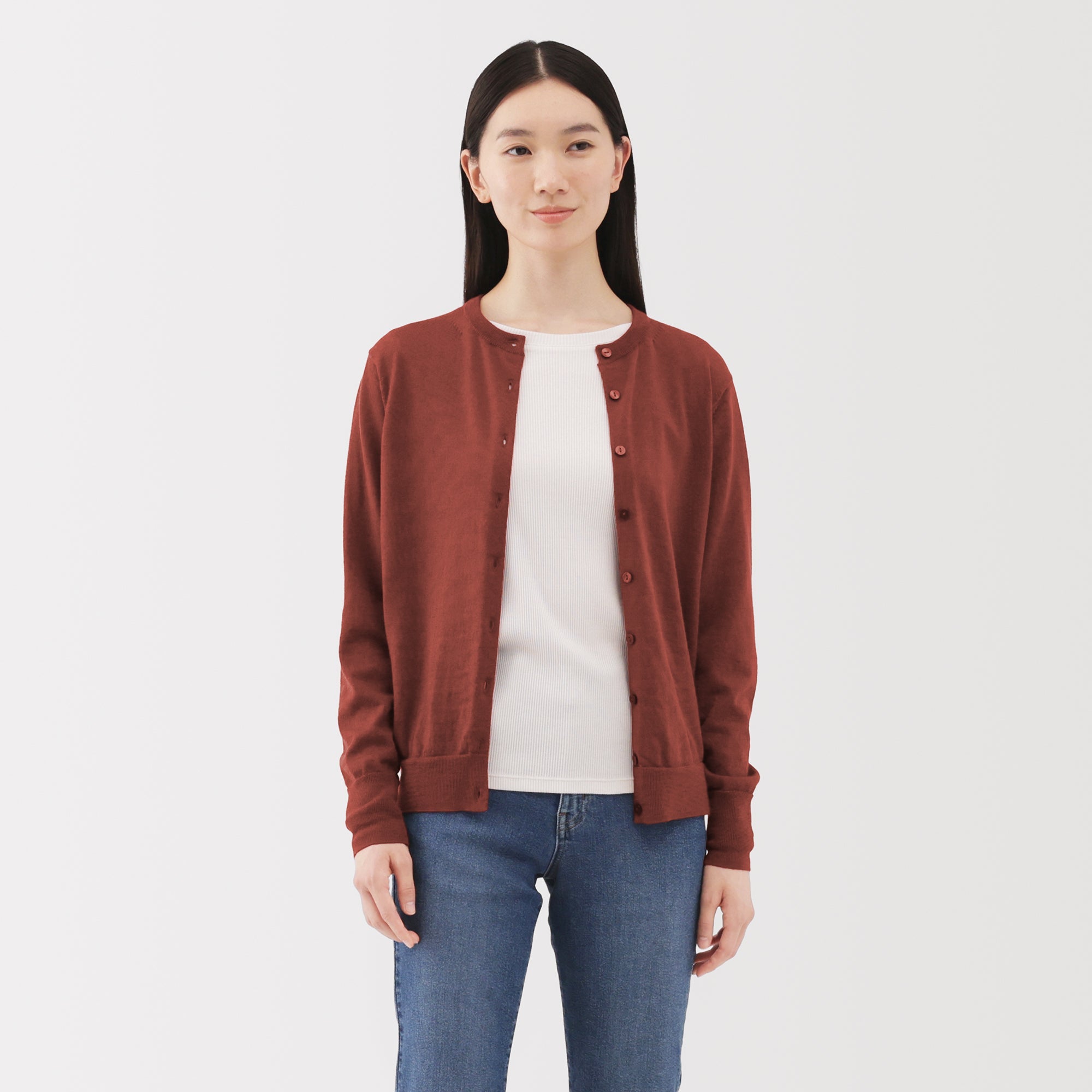 Wool Crew Neck Cardigan - Image 10