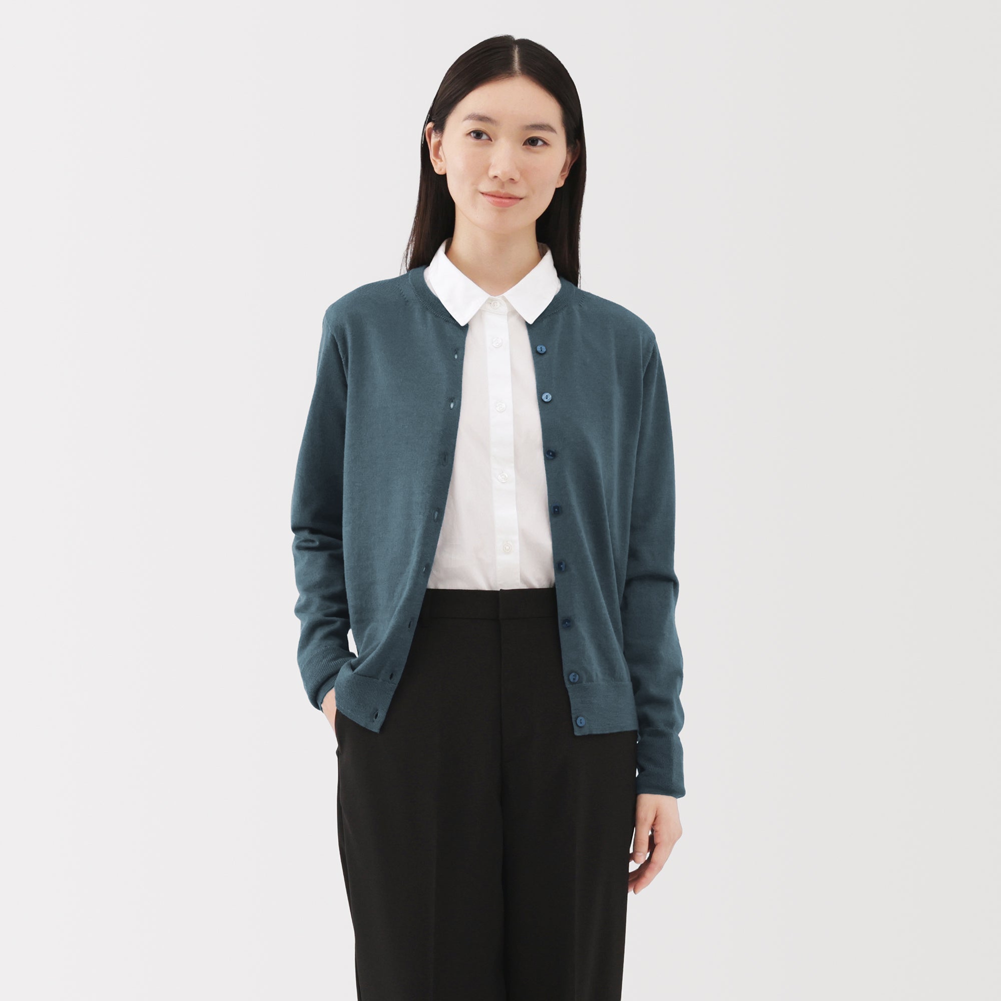 Wool Crew Neck Cardigan - Image 3