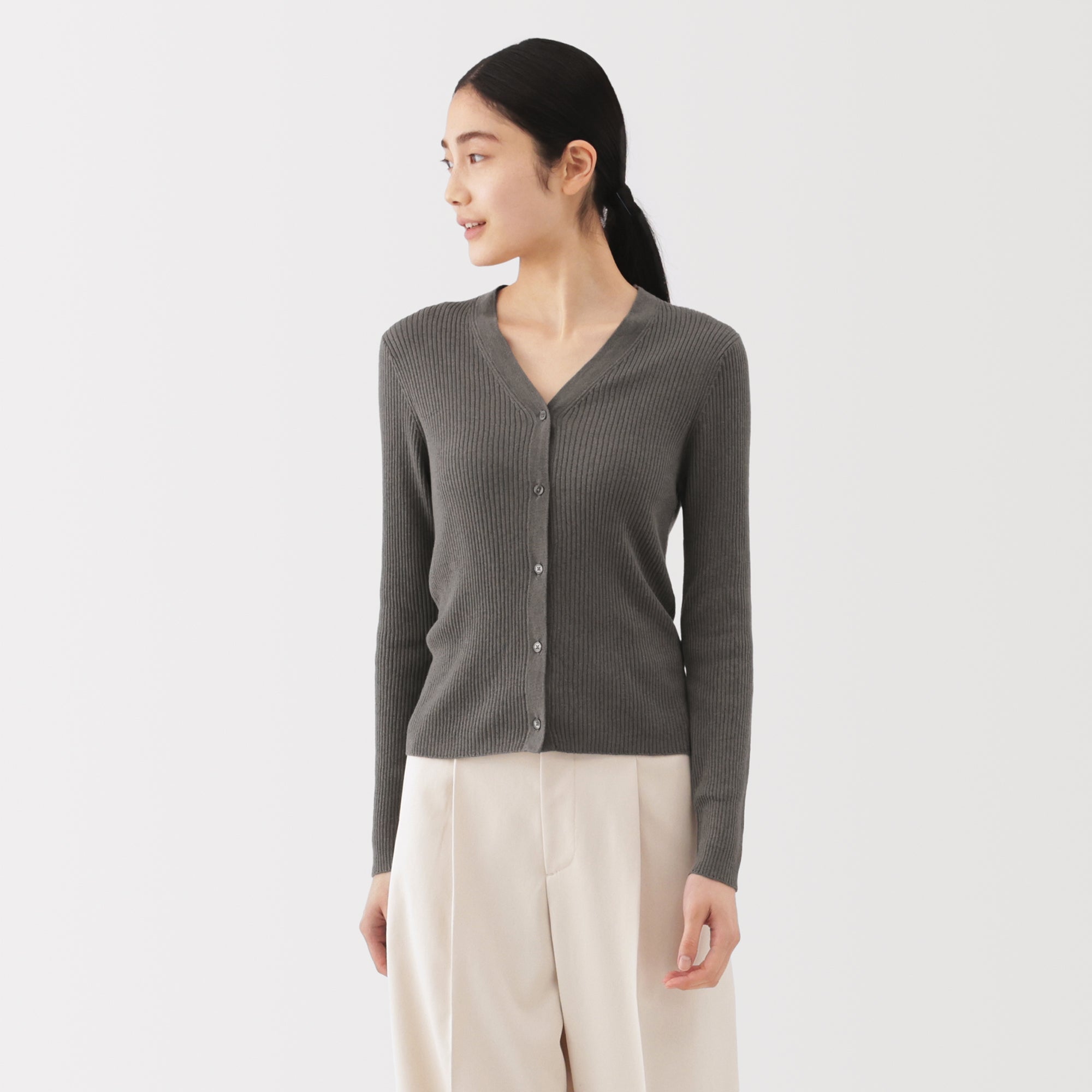 Lyocell Blend V-Neck Cardigan