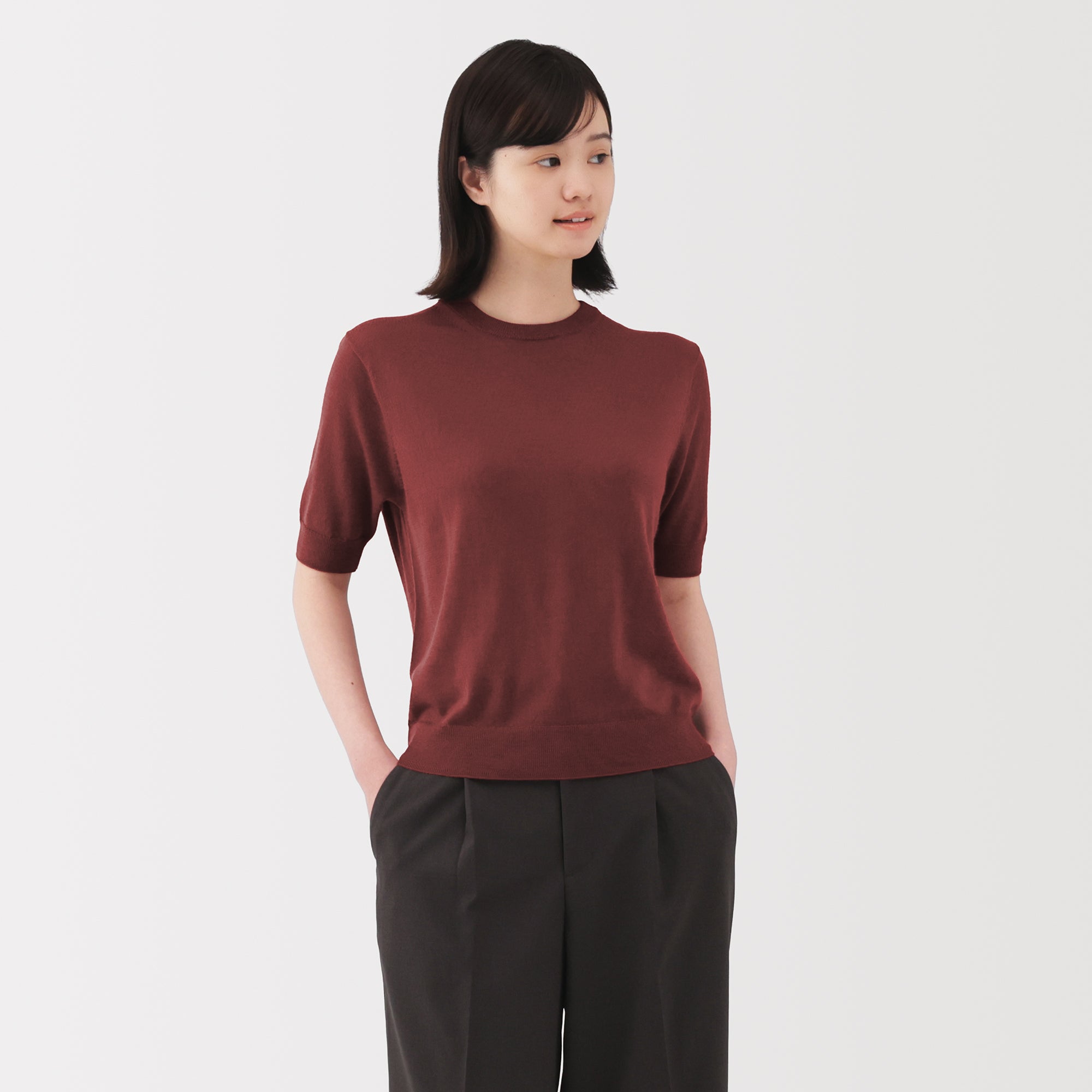 Wool Half Sleeve Sweater