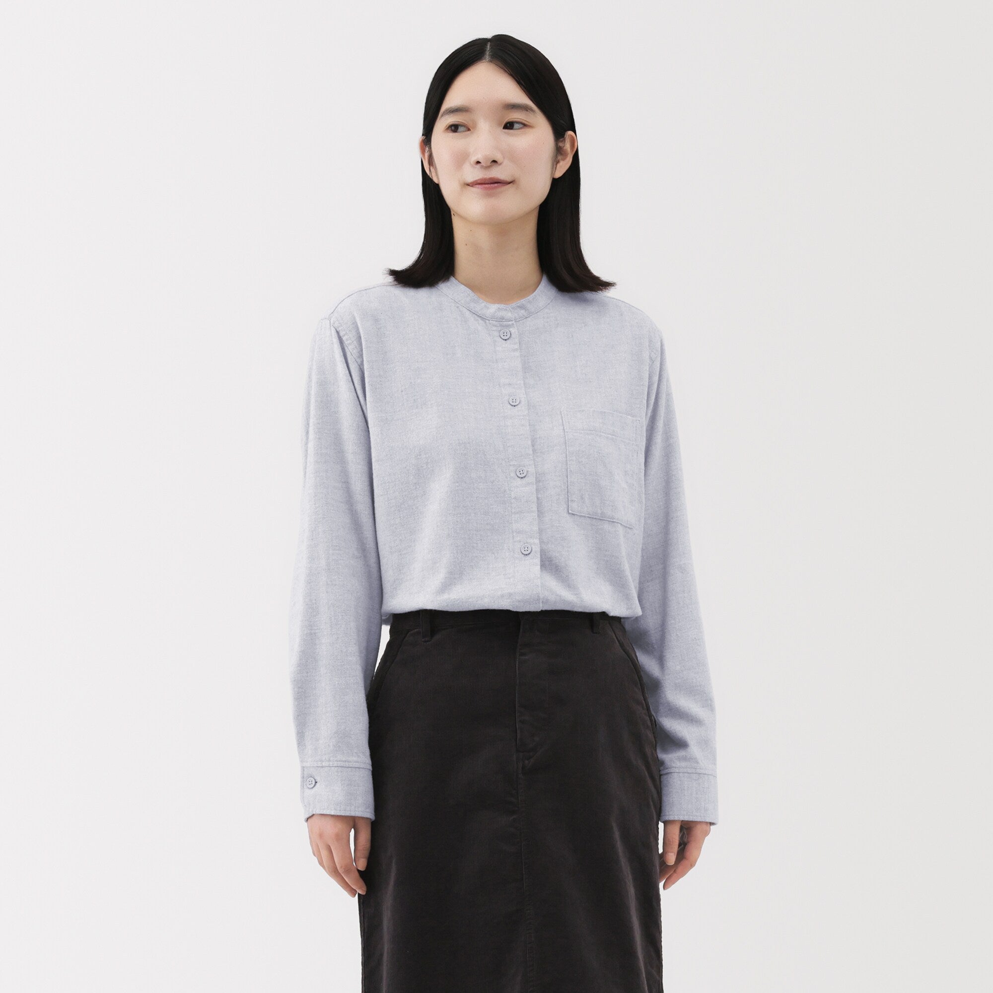 Flannel Stand Collar Shirt - Image 3