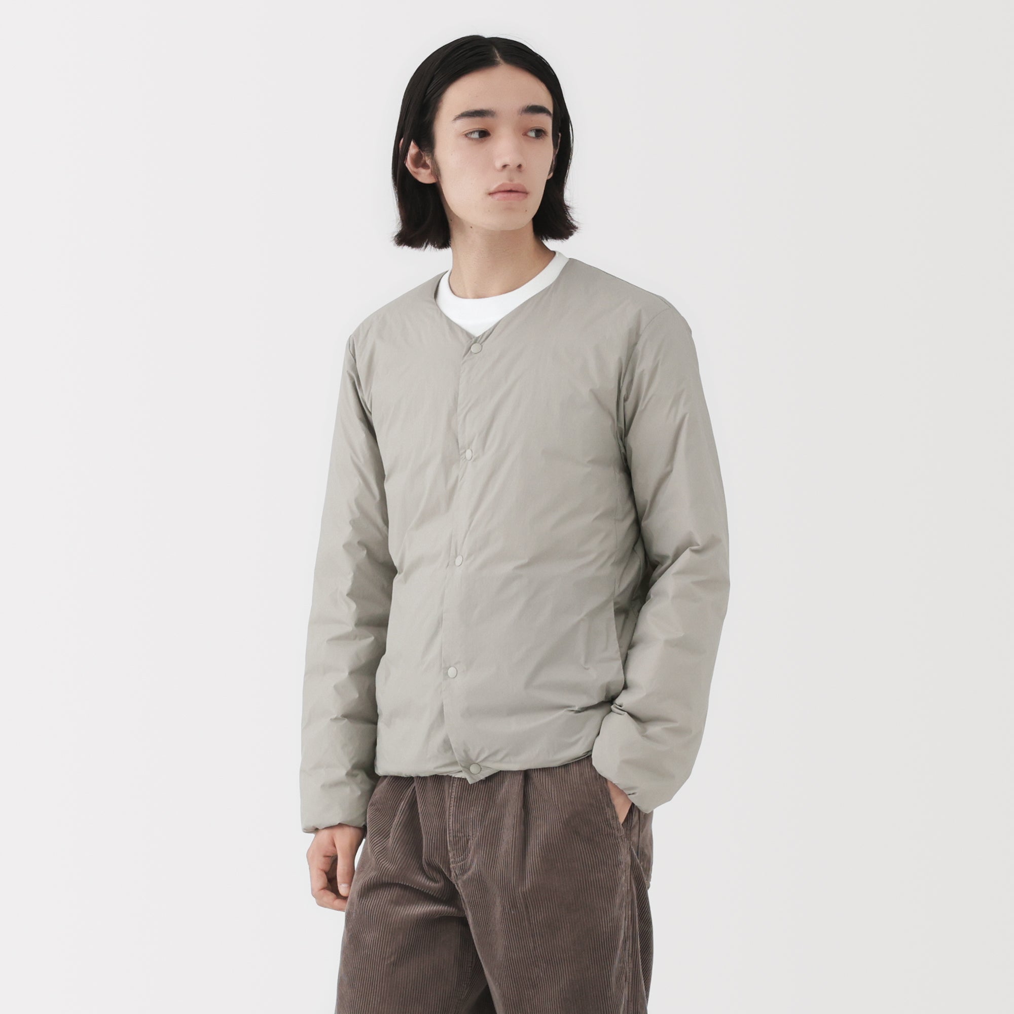 Lightweight Down Collarless Jacket - Image 13