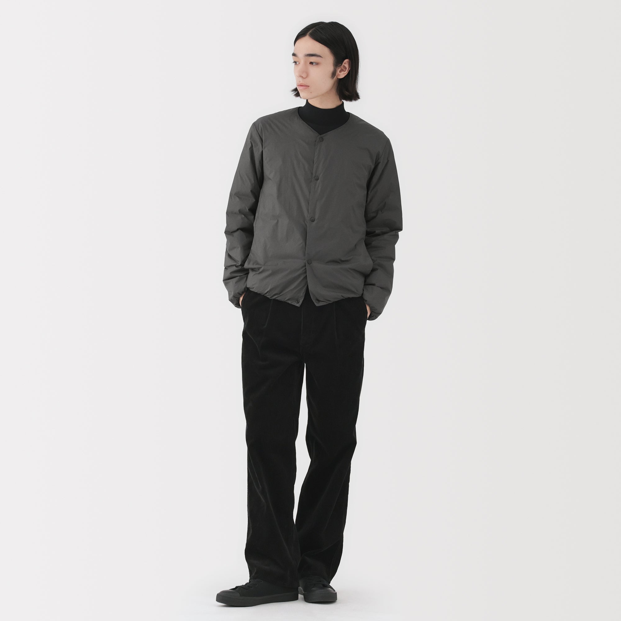 Lightweight Down Collarless Jacket - Image 4