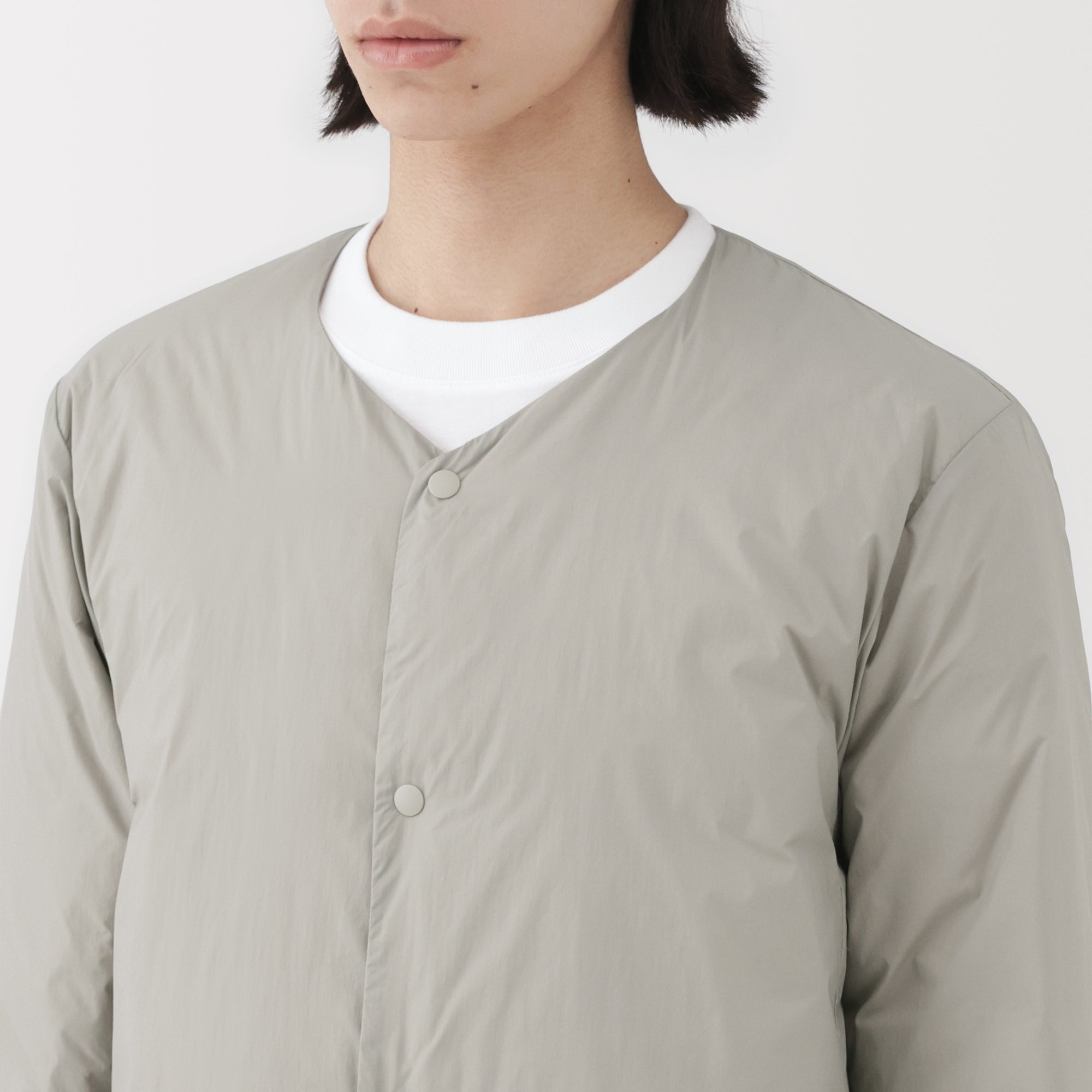 Lightweight Down Collarless Jacket - Image 7