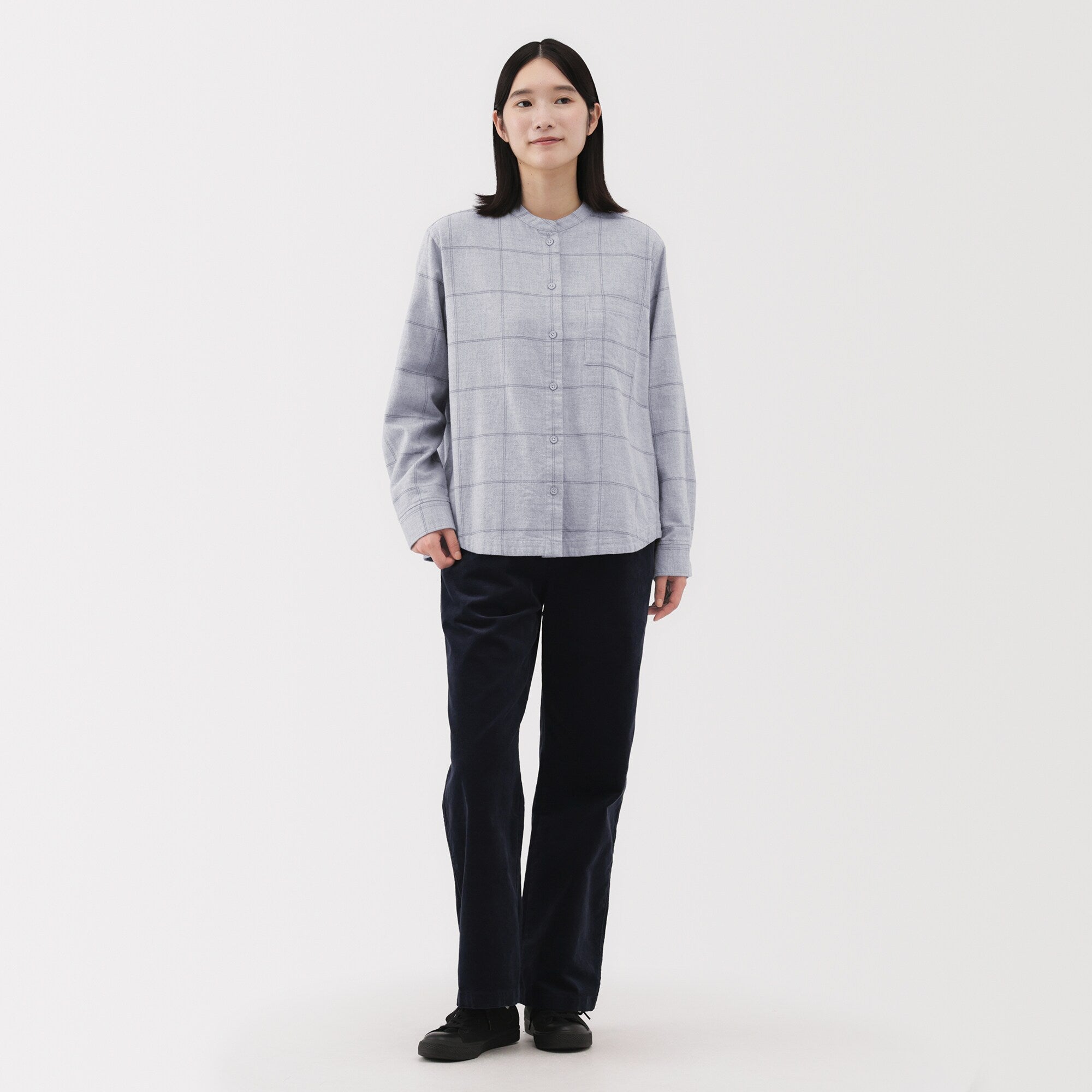 Flannel Stand Collar Shirt - Image 52