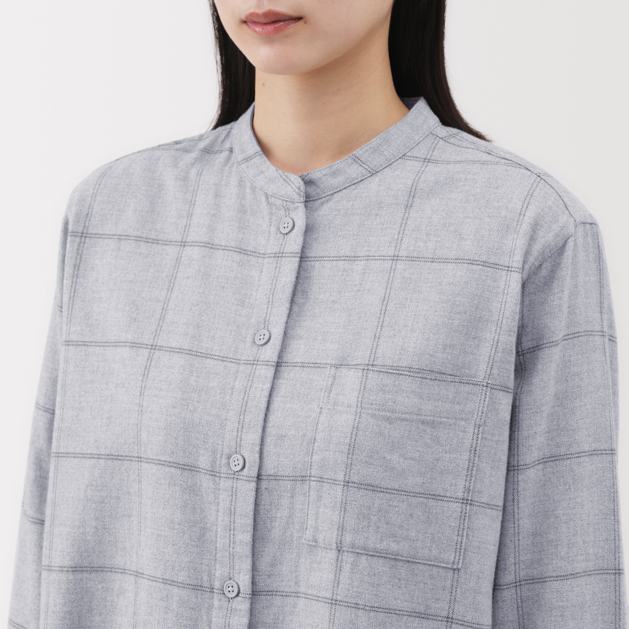 Flannel Stand Collar Shirt - Image 63