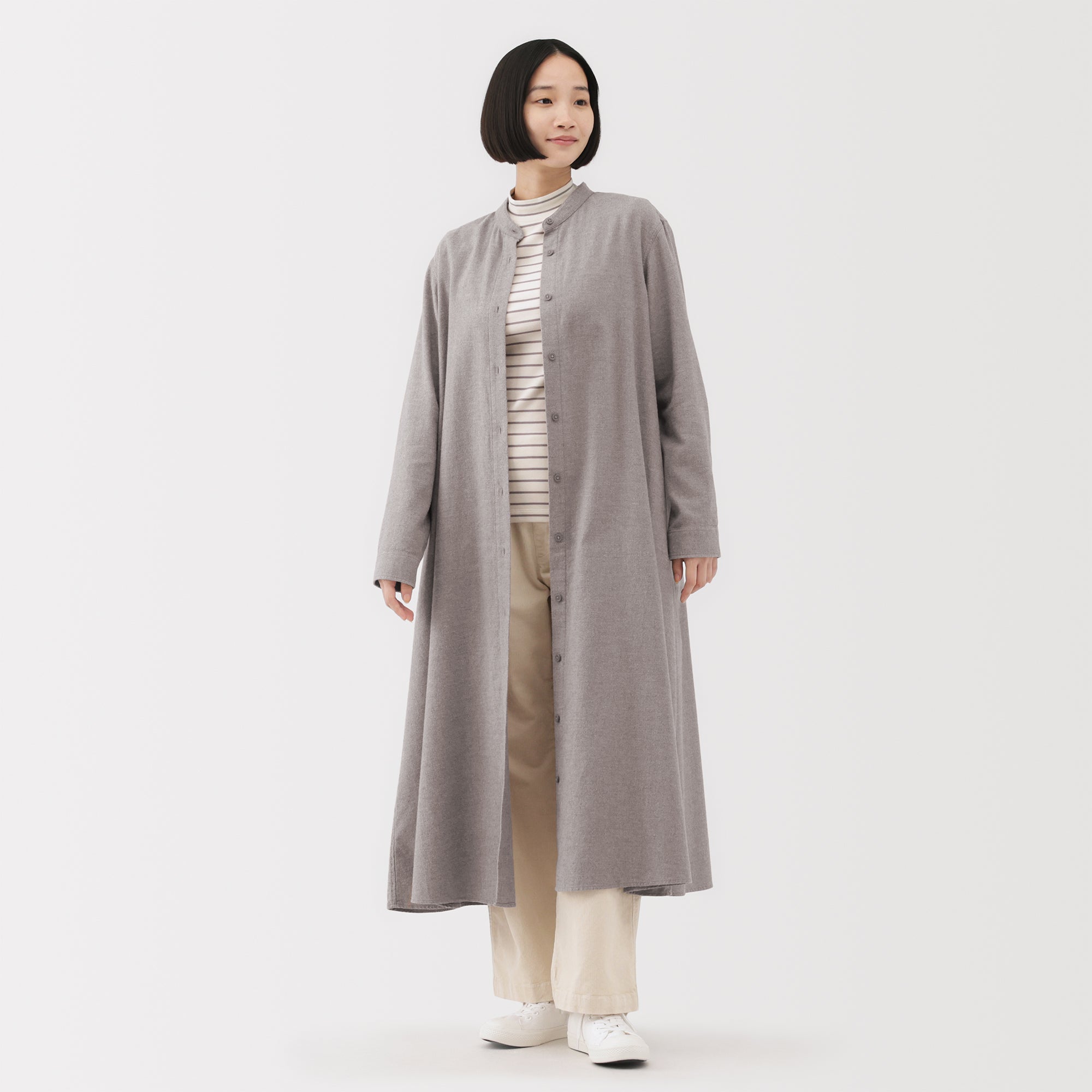Flannel Stand Collar Dress - Image 19