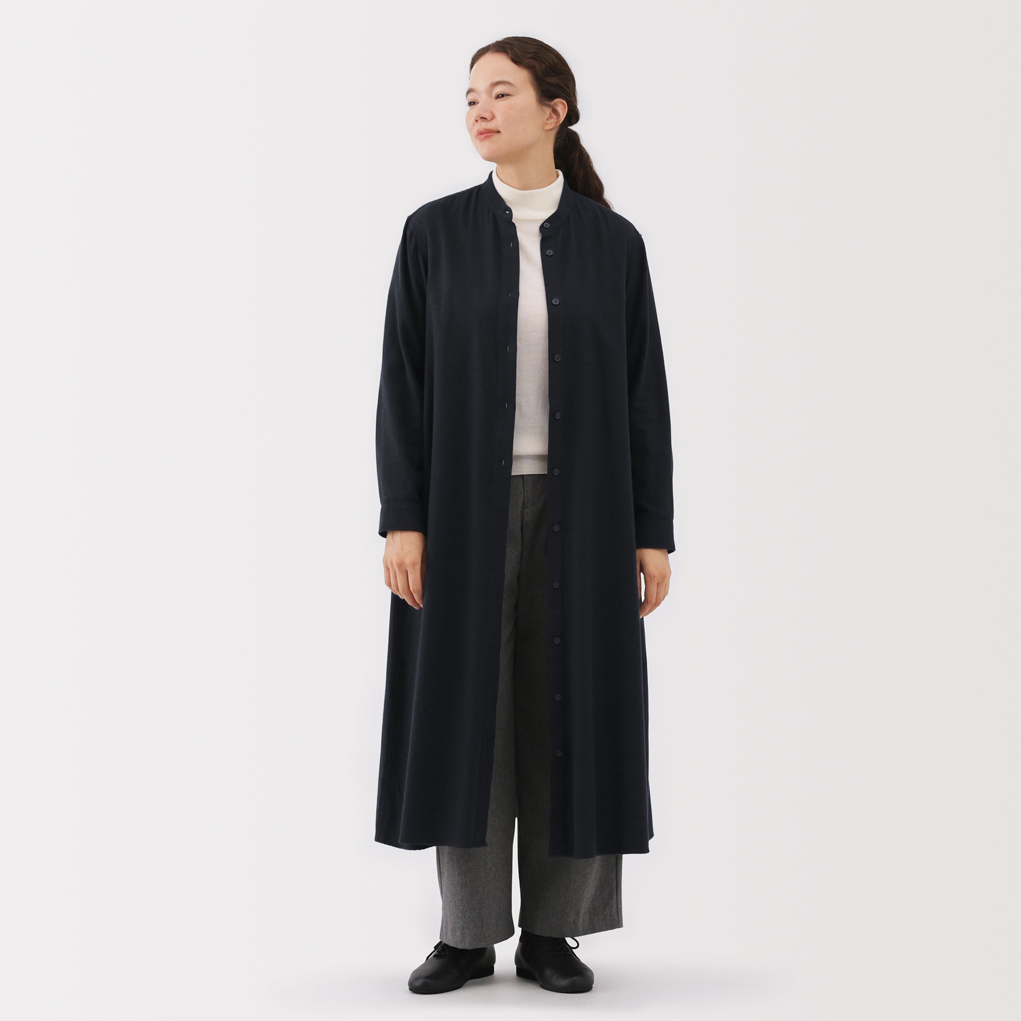 Flannel Stand Collar Dress - Image 12