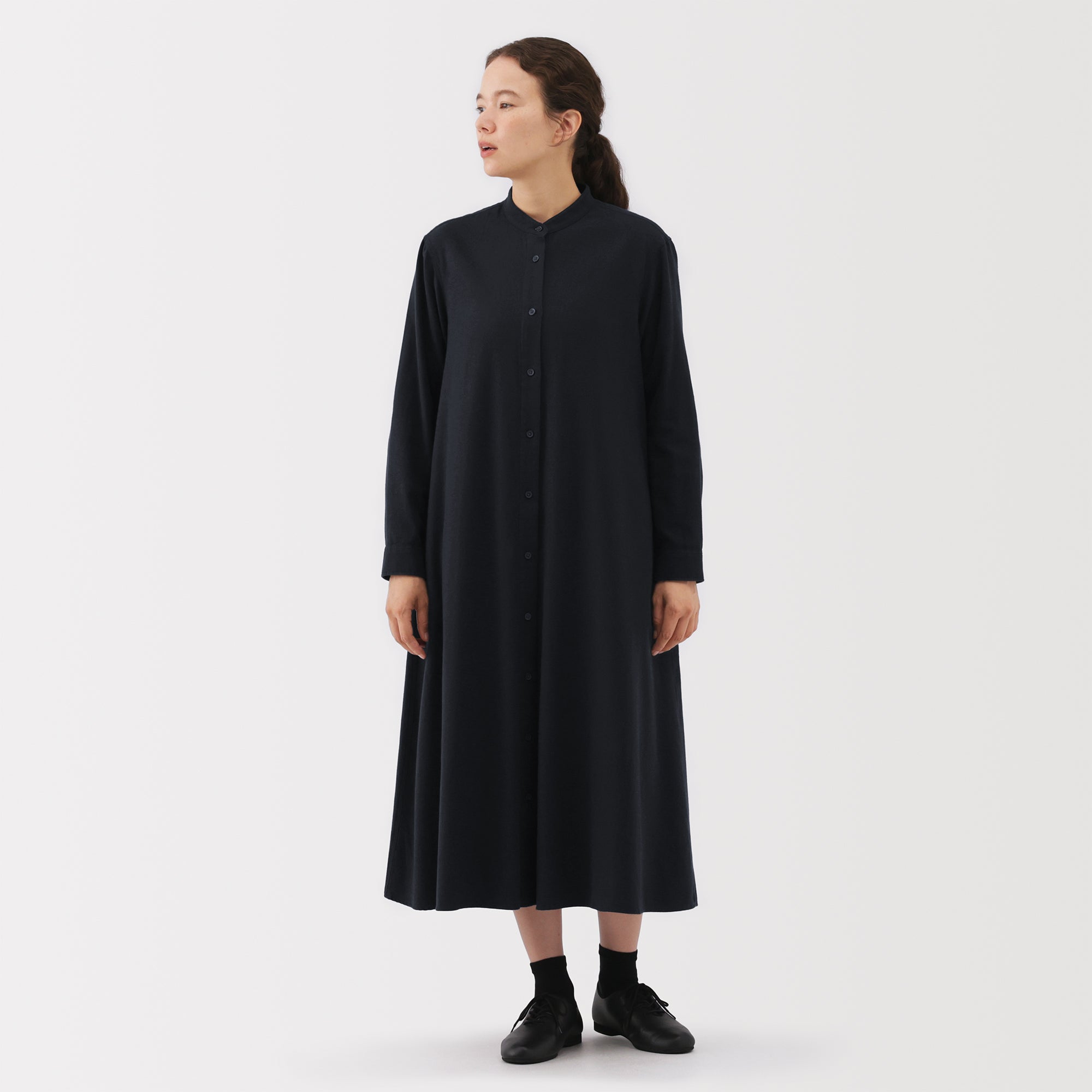 Flannel Stand Collar Dress - Image 11