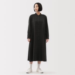 Flannel Stand Collar Dress