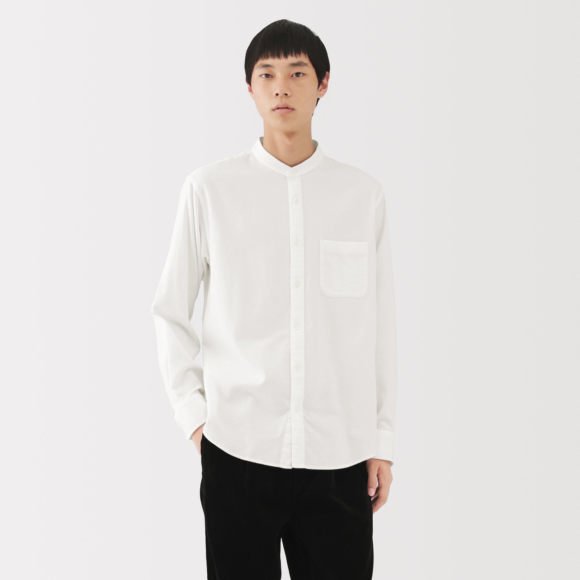 Flannel Stand Collar Shirt - Image 3