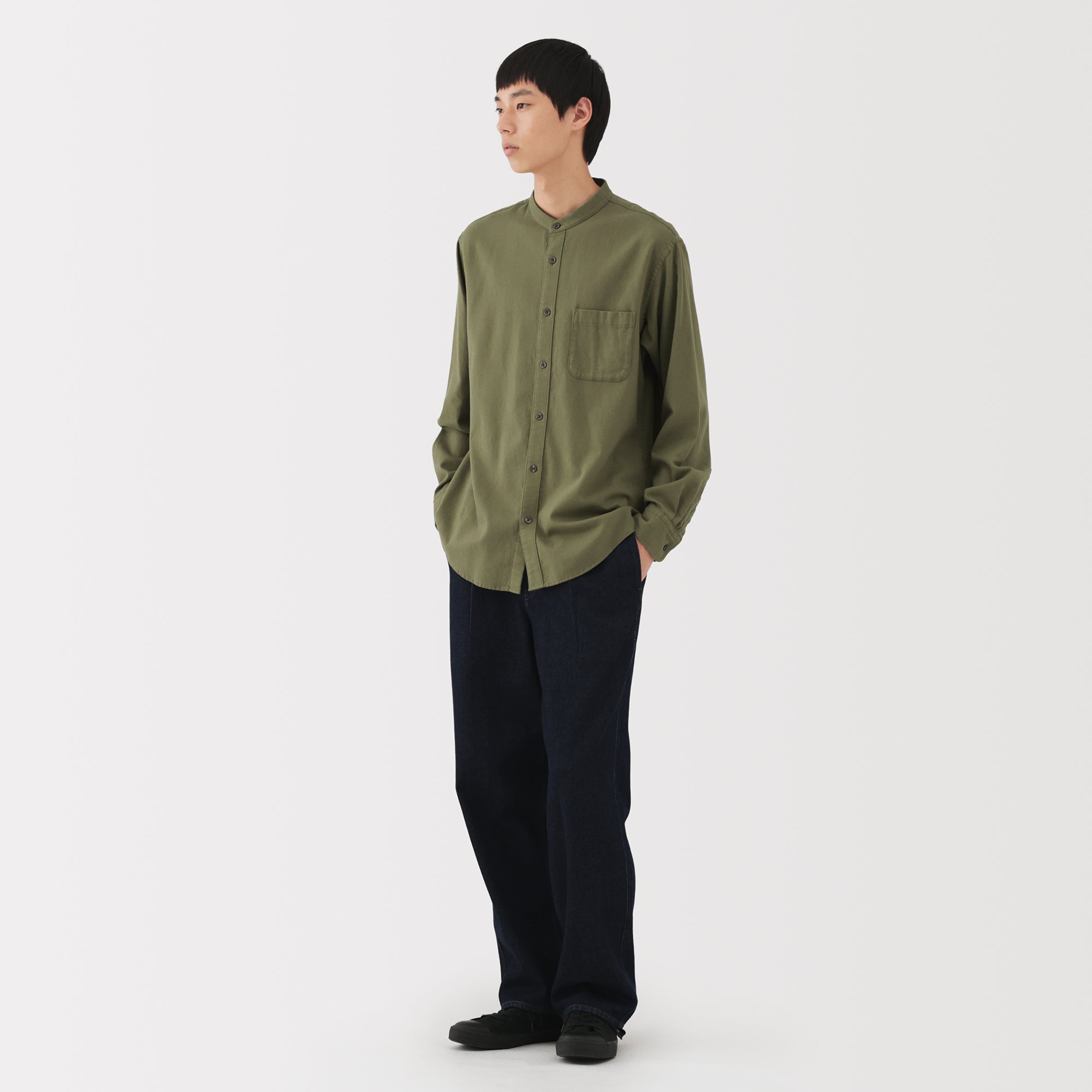 Flannel Stand Collar Shirt - Image 13