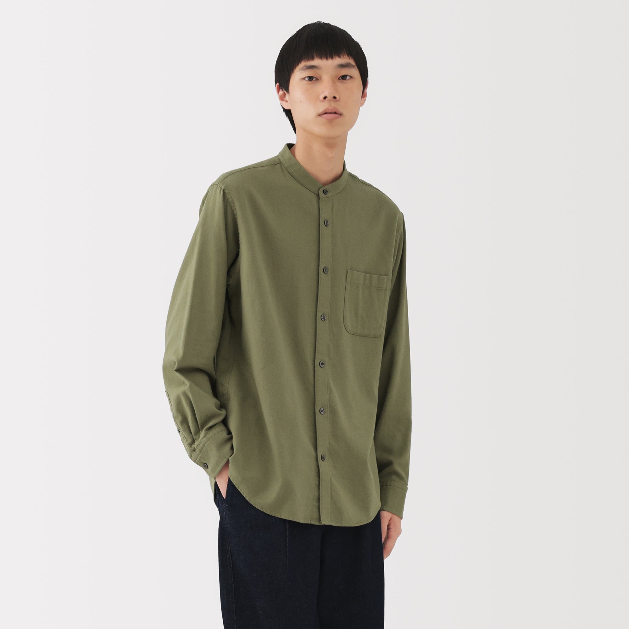 Flannel Stand Collar Shirt - Image 12