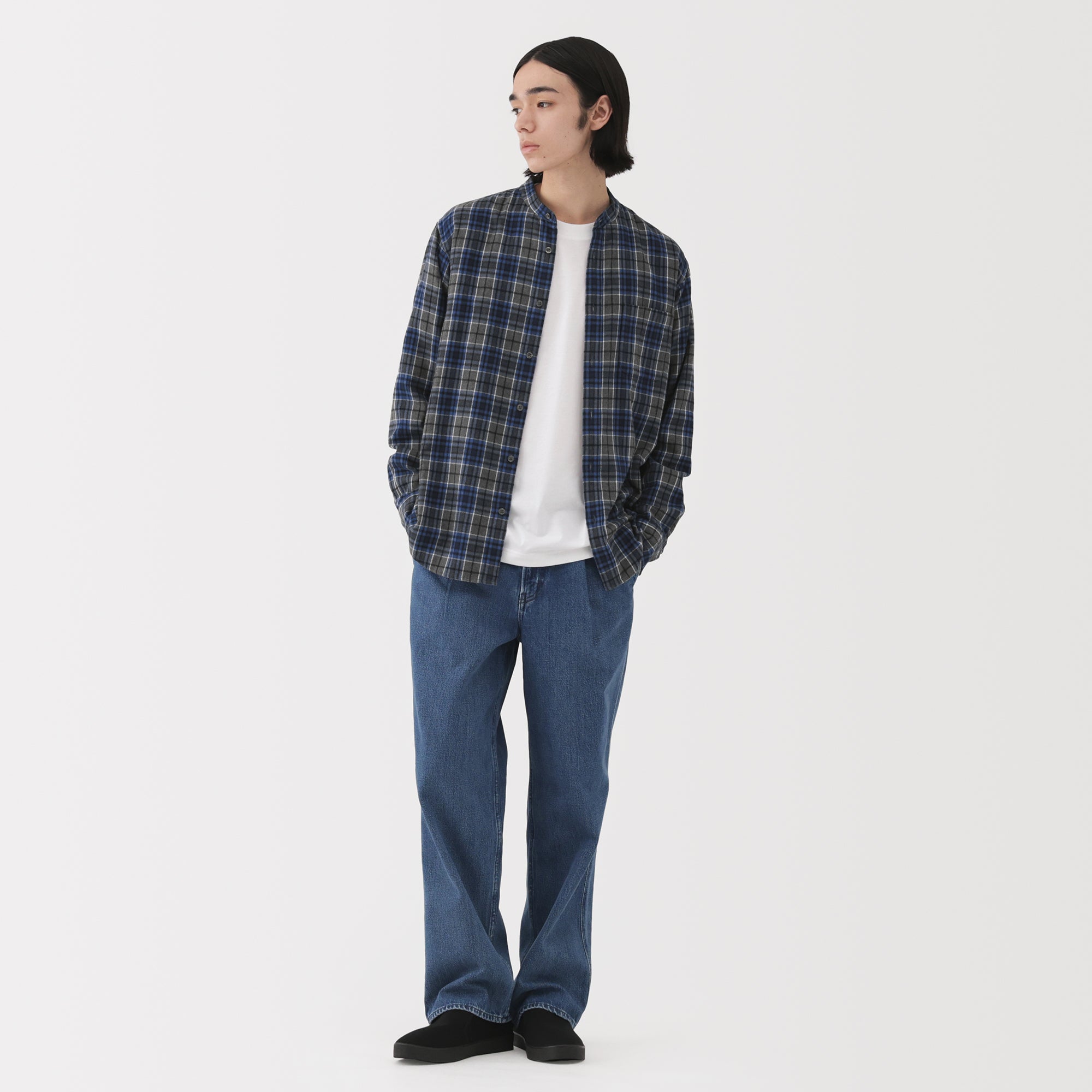 Flannel Stand Collar Shirt - Image 40