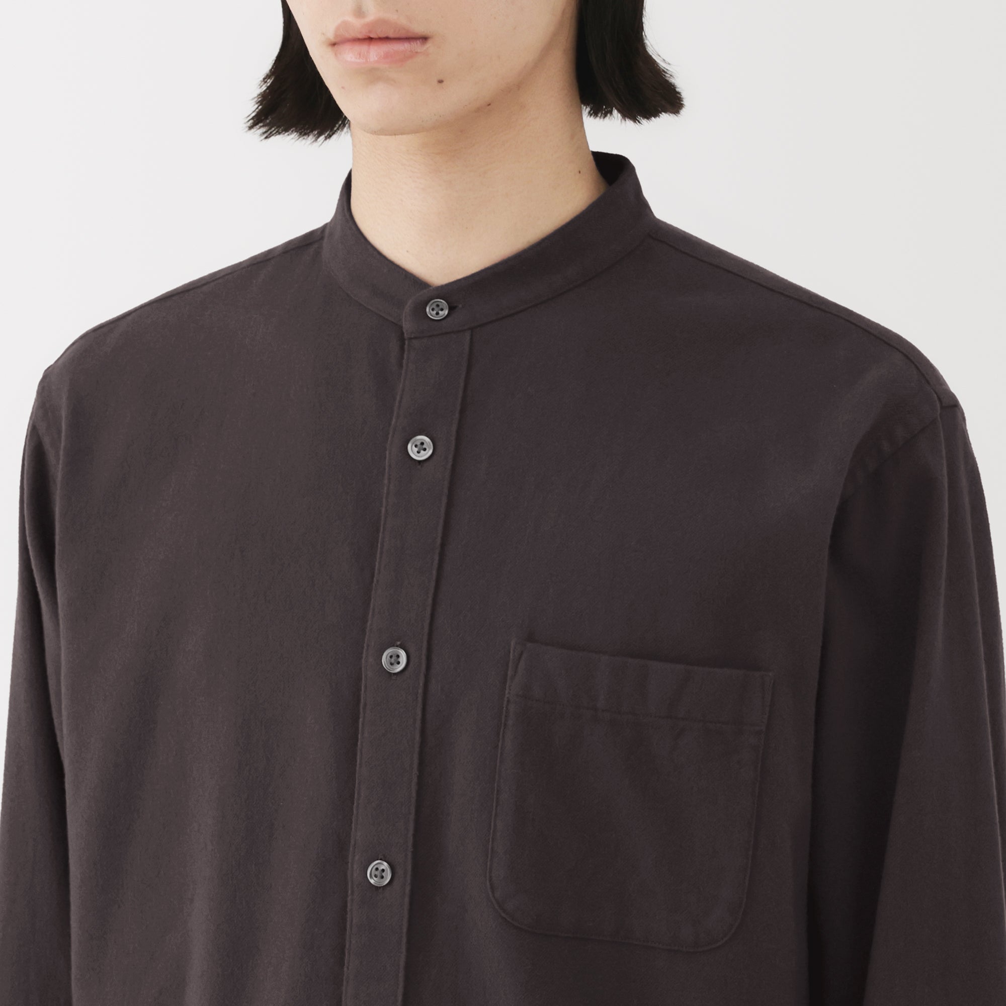 Flannel Stand Collar Shirt - Image 43
