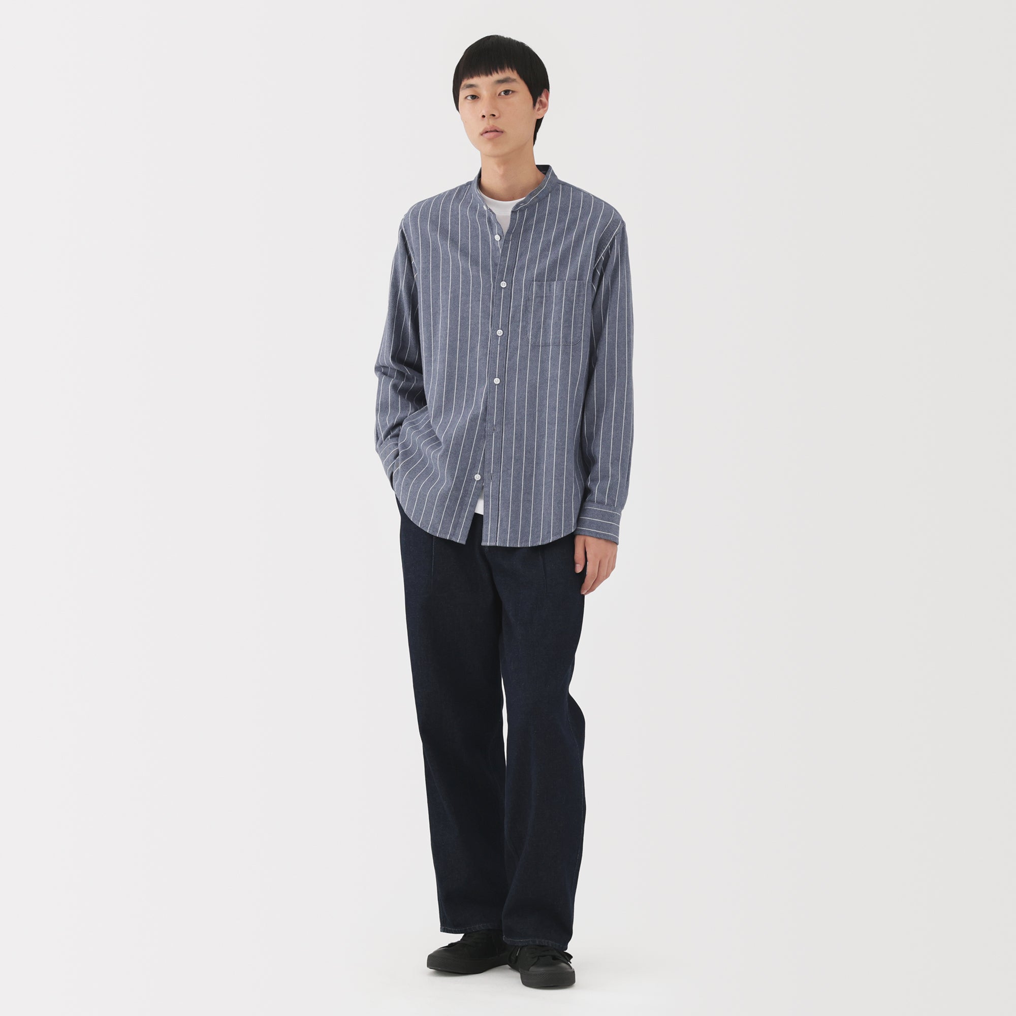 Flannel Stand Collar Shirt - Image 49