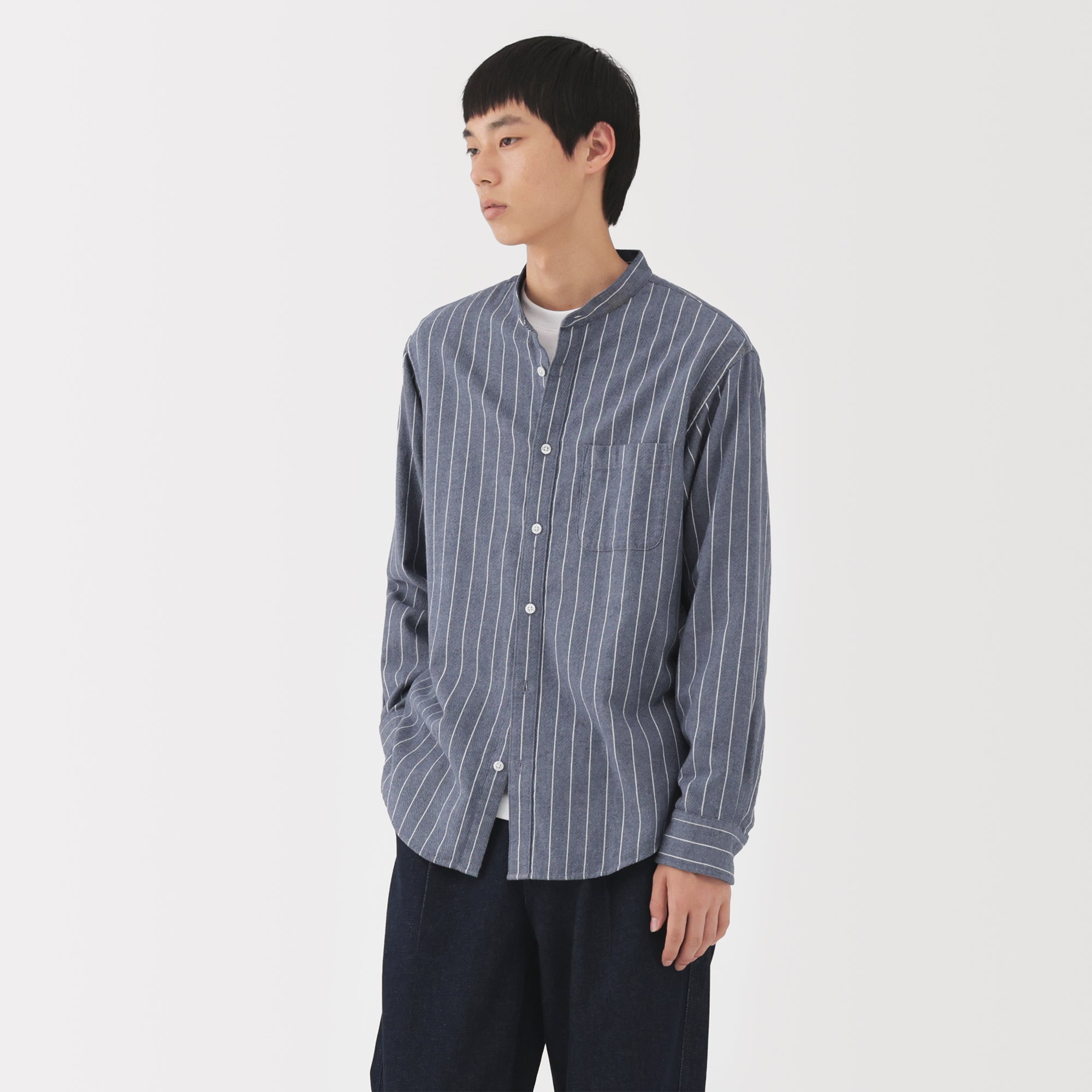 Flannel Stand Collar Shirt - Image 48