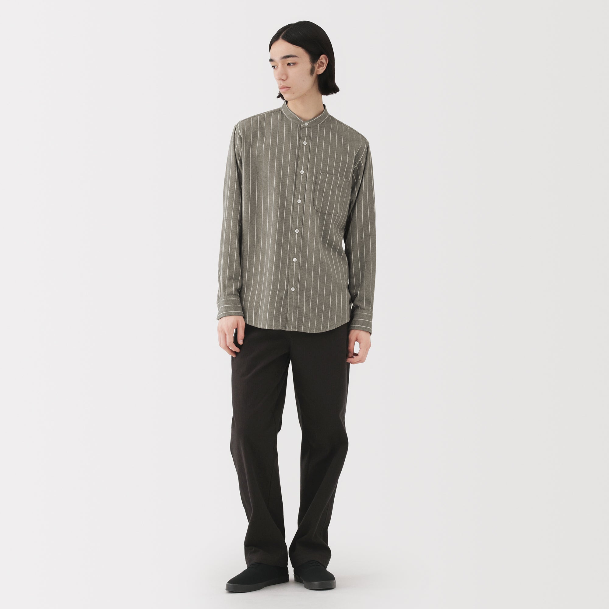 Flannel Stand Collar Shirt - Image 58