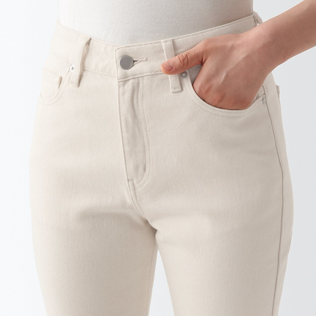 Women's Stretch Denim Slim Pants Natural (L 30inch / 75cm) - Image 8
