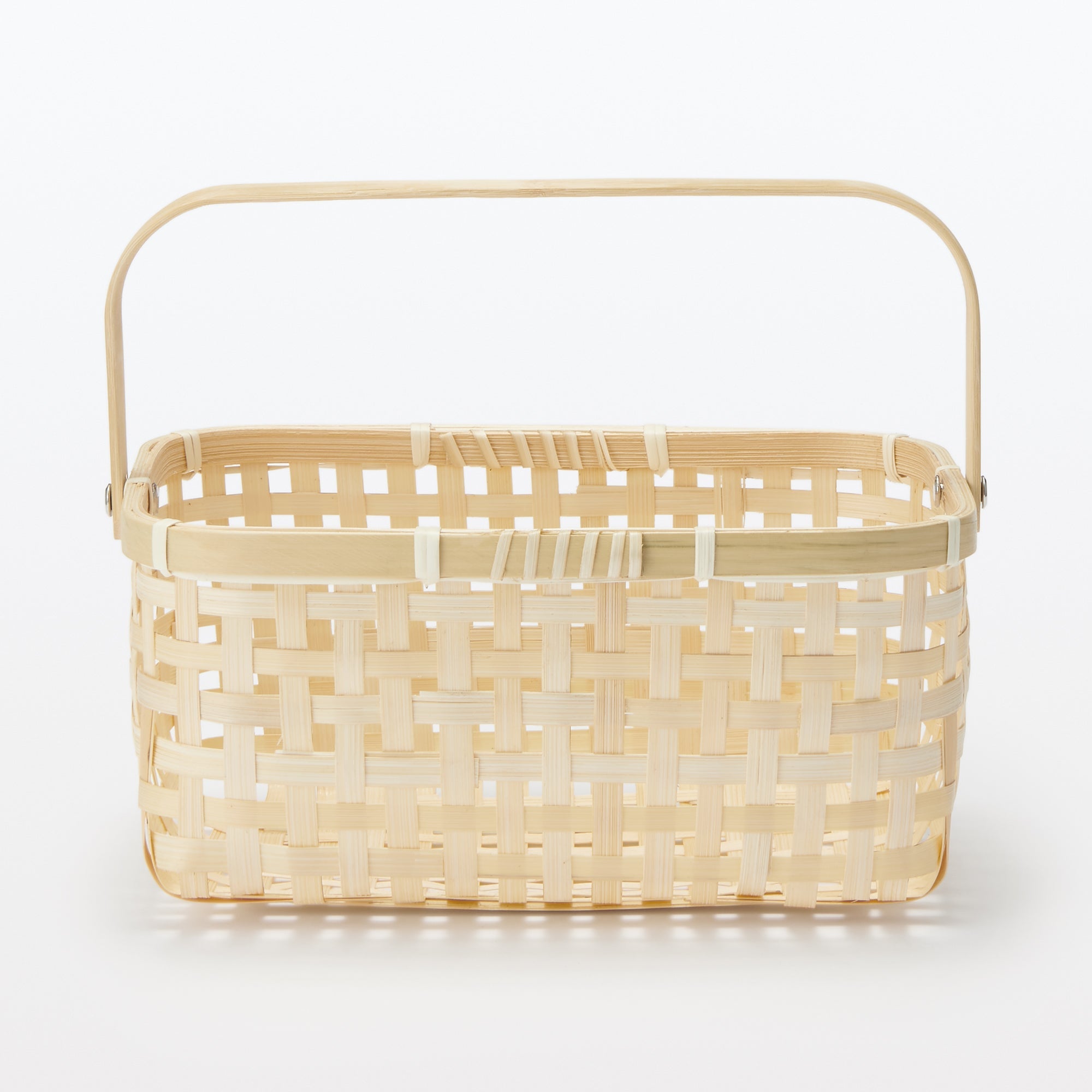 Bamboo Open Weave Basket with Handle - Small (W10.0 x D7.1 x H4.7) - Image 3