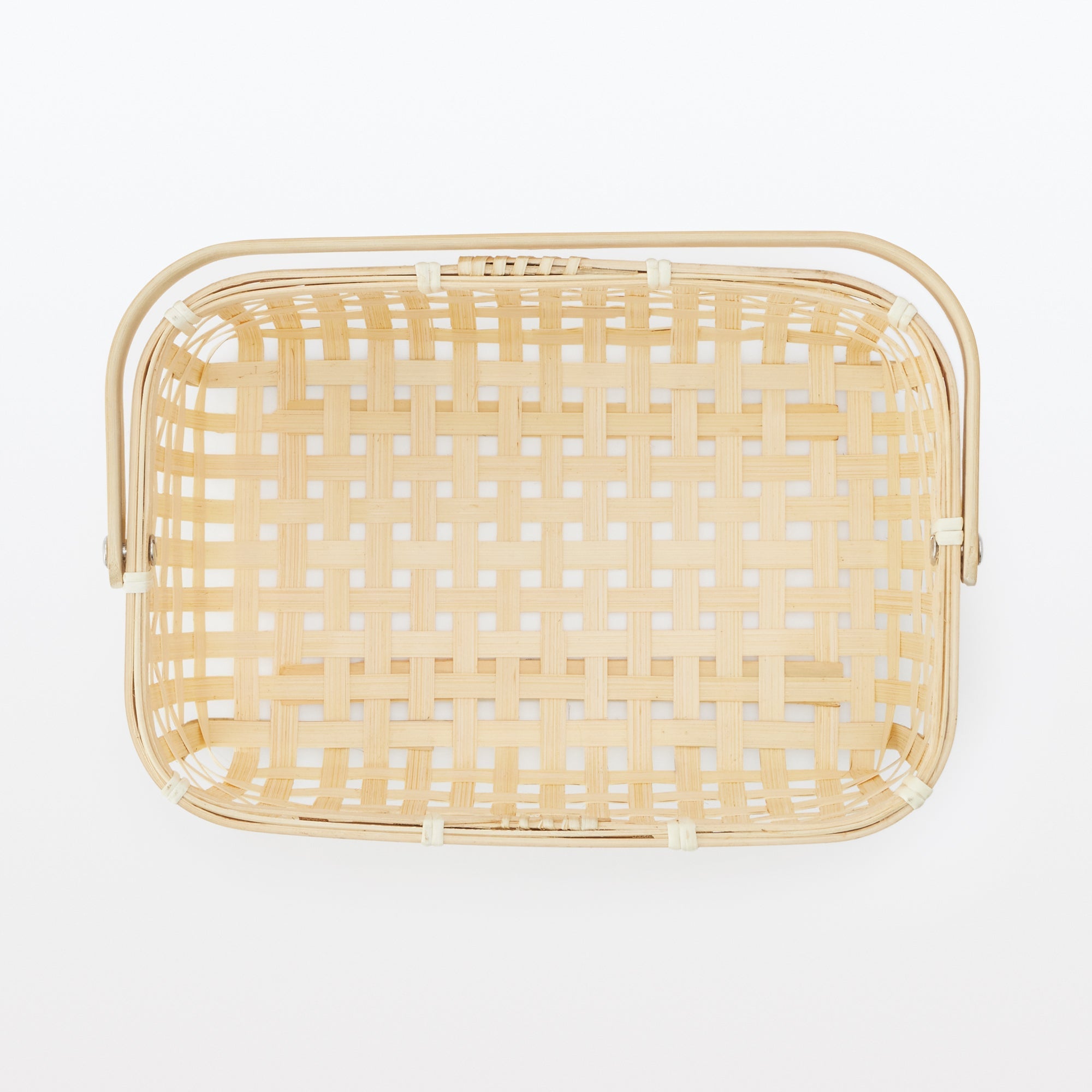 Bamboo Open Weave Basket with Handle - Small (W10.0 x D7.1 x H4.7) - Image 5