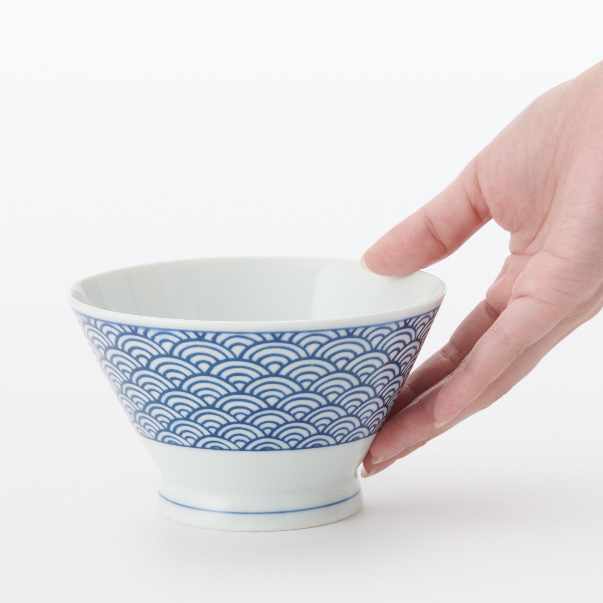 Hasami Ware Rice Bowl - Wave Pattern - Image 12