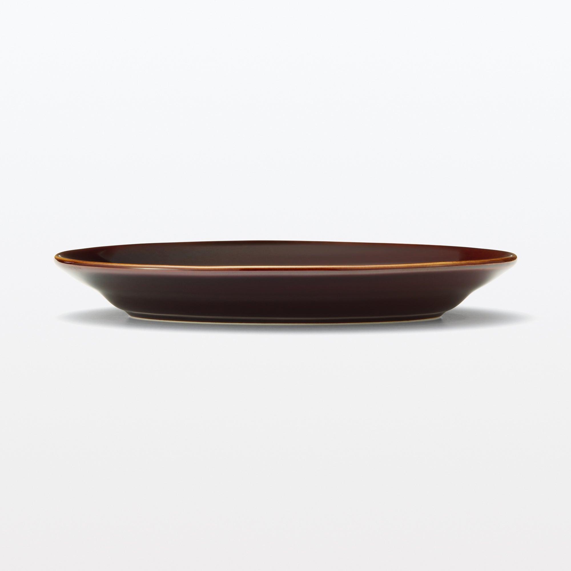 Porcelain Rimmed Oval Plate Large - Brown Glaze - Image 3