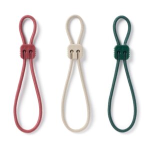 Rubber Tie-Down Strap 3 Pack - Red. Beige. Green