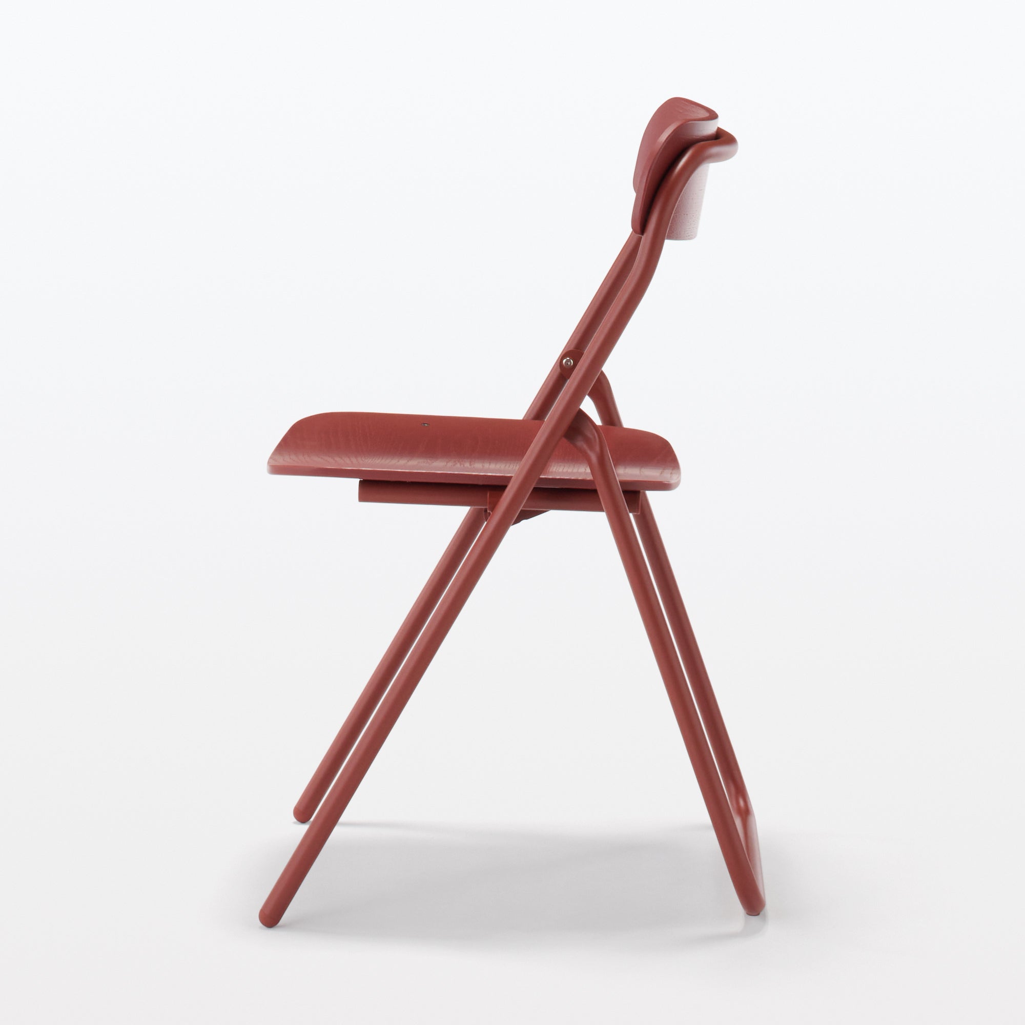 Steel Pipe Folding Chair with Wooden Seat - Burgundy - Image 2