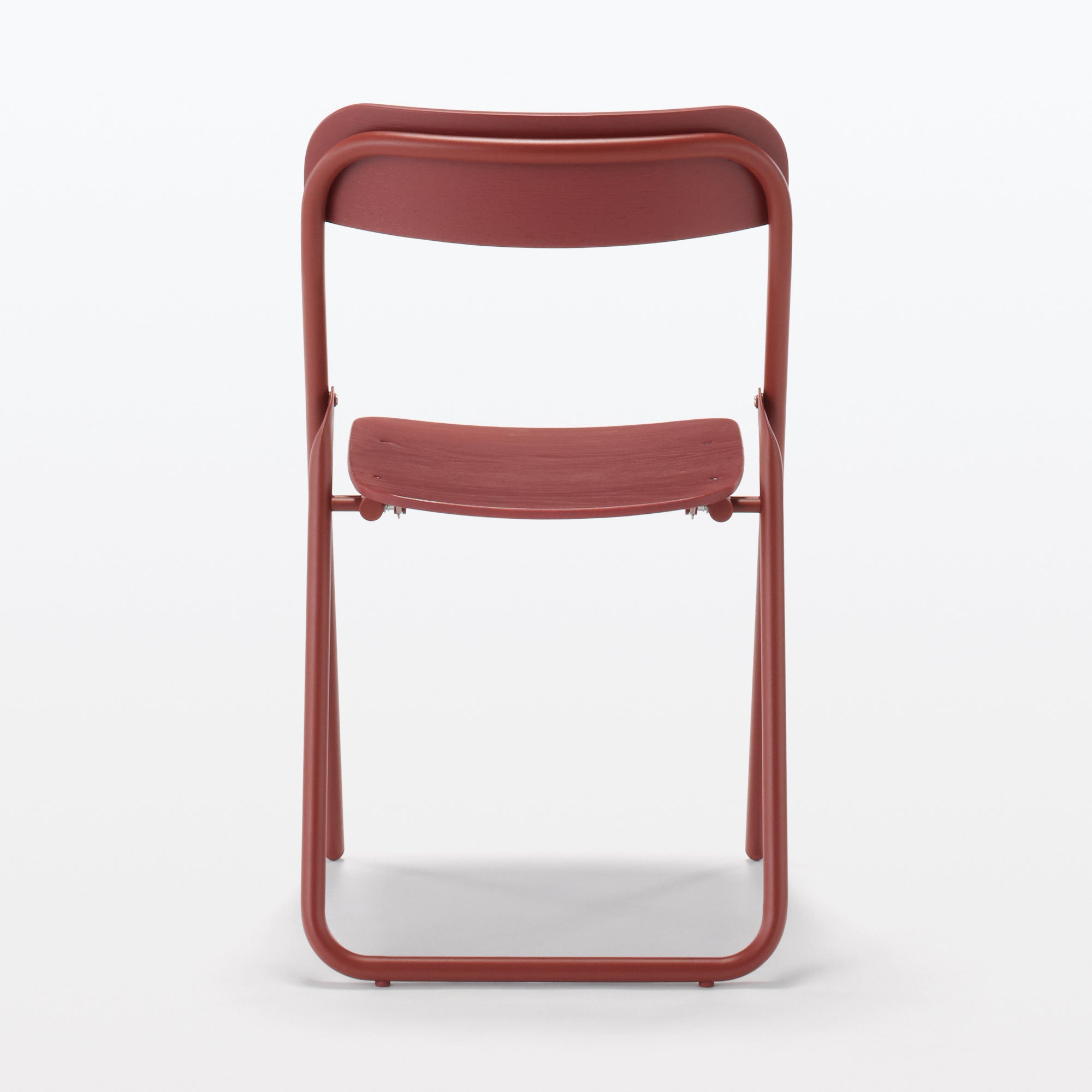 Steel Pipe Folding Chair with Wooden Seat - Burgundy - Image 3