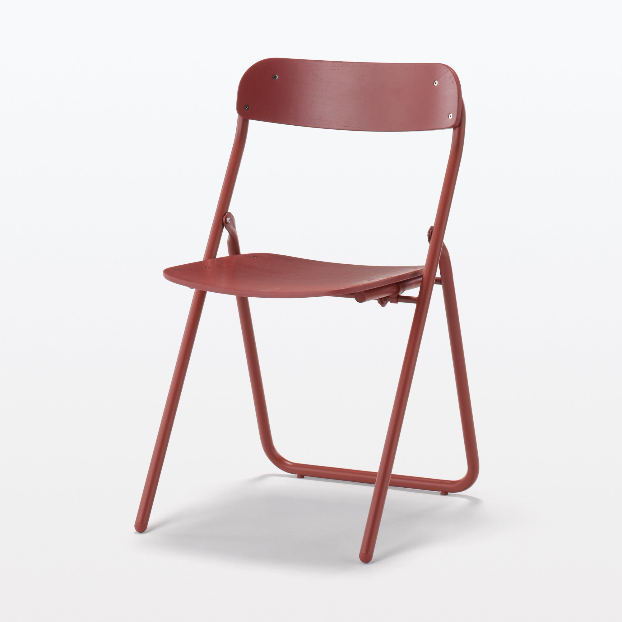 Steel Pipe Folding Chair with Wooden Seat - Burgundy - Image 4
