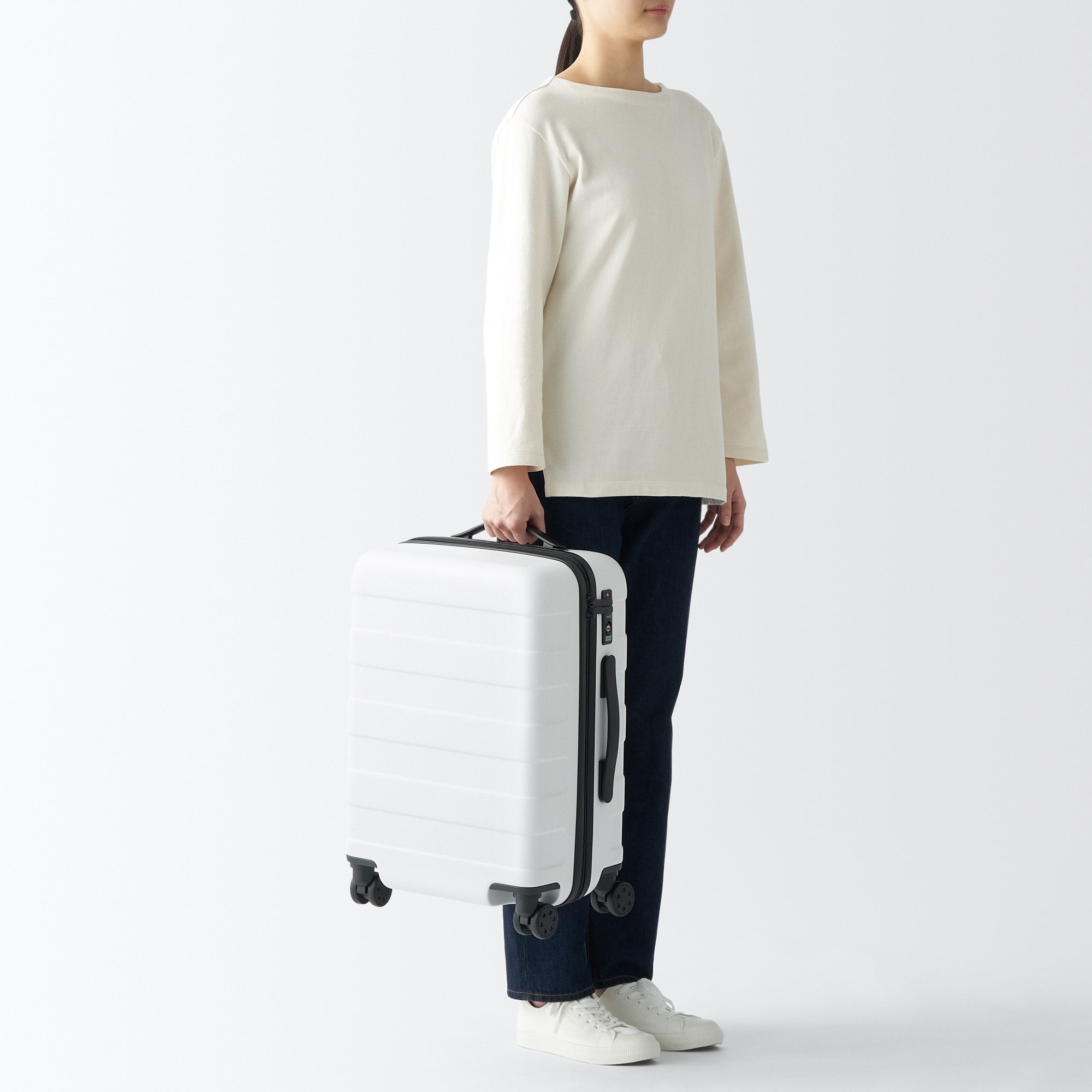 Adjustable Handle Hard Shell Suitcase 36L - White | Carry-On - Image 18