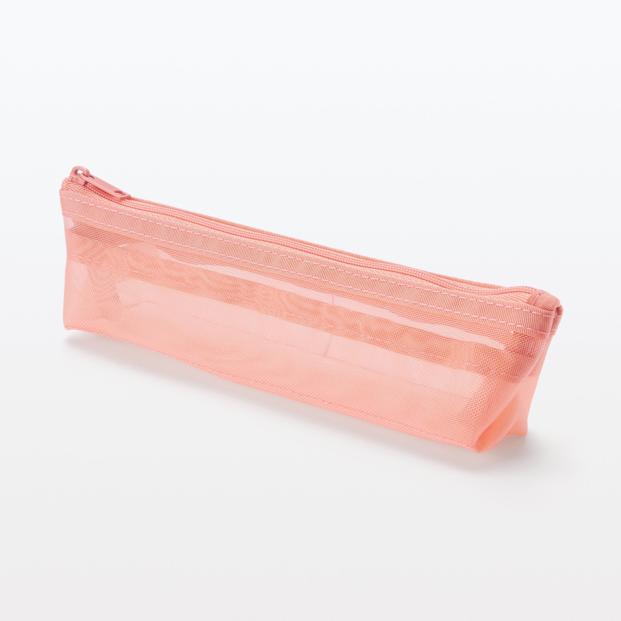 Nylon Mesh Pen Case with Gusset Thin - Pink - Image 3