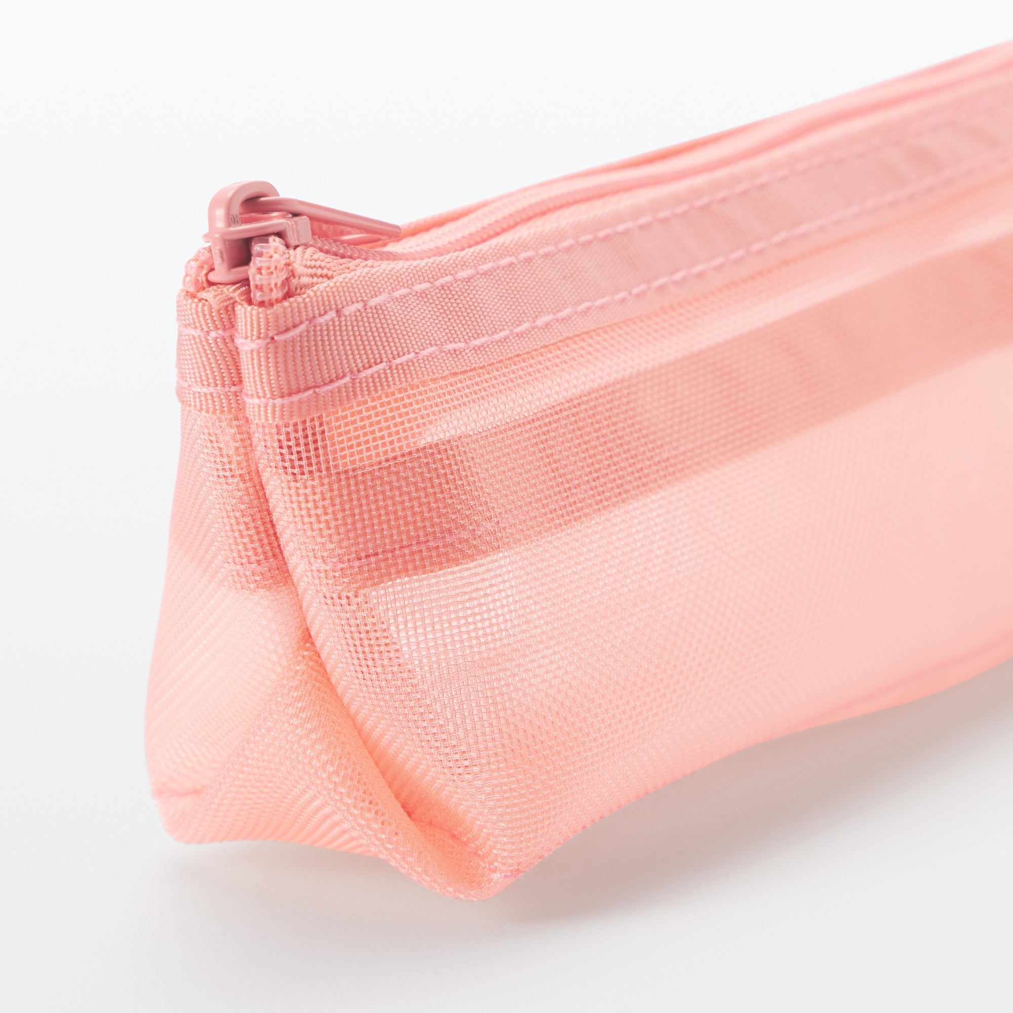 Nylon Mesh Pen Case with Gusset Thin - Pink - Image 4