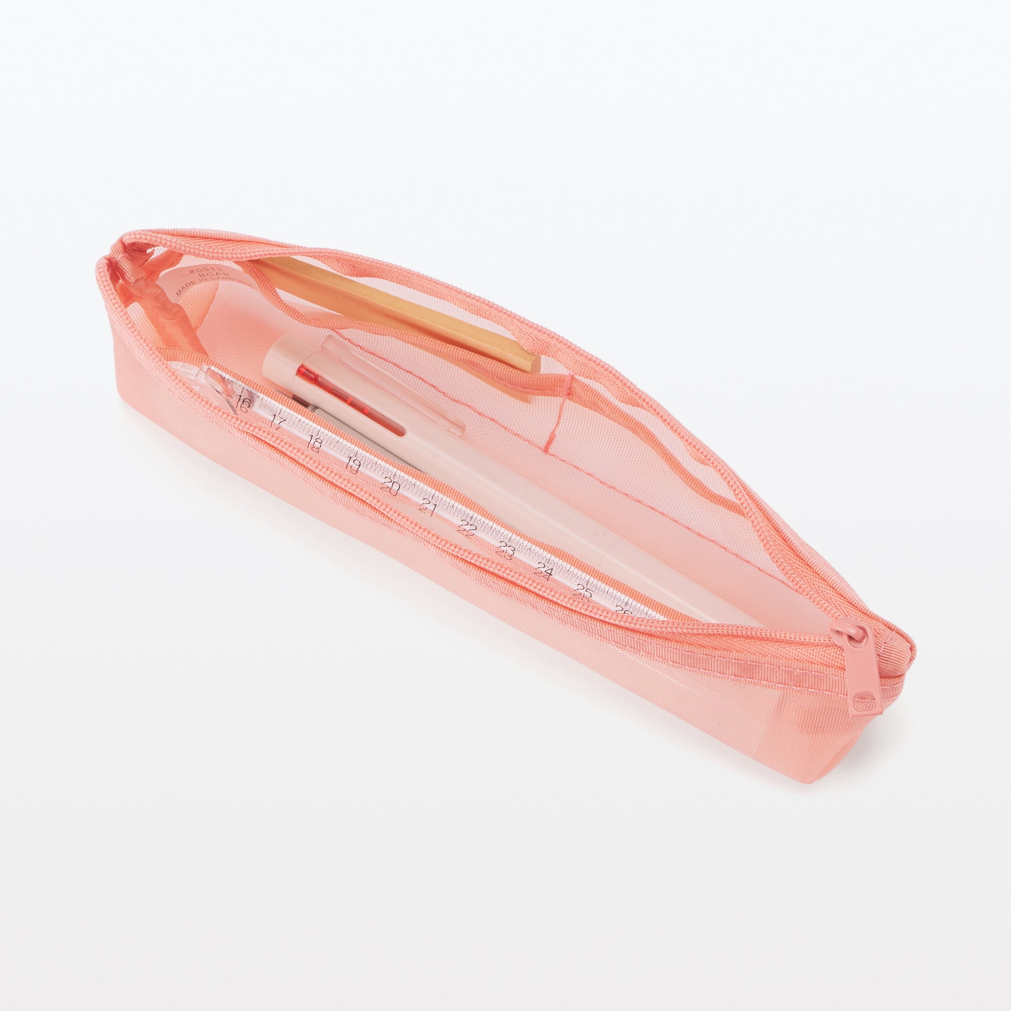 Nylon Mesh Pen Case with Gusset Thin - Pink - Image 6