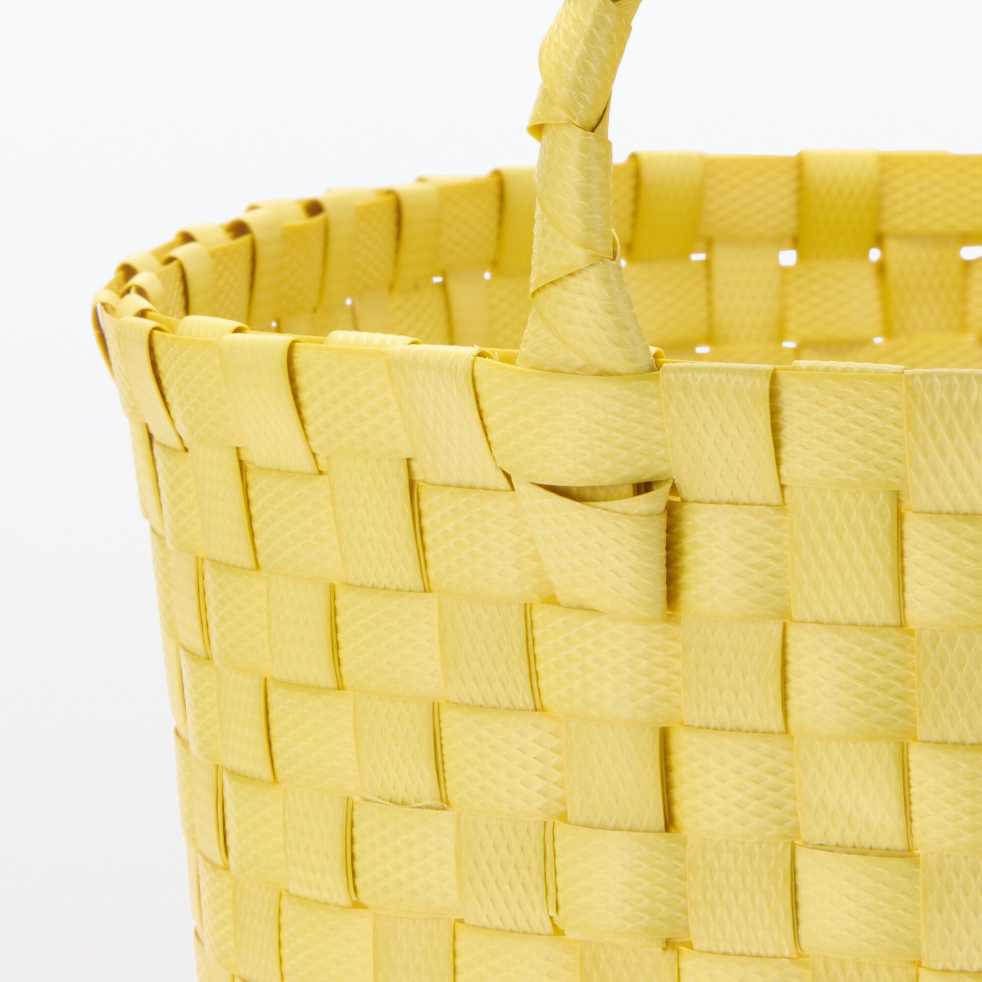 Recycled Polypropylene Strap Weave Basket - Yellow - Medium (dia. 13 x H9.8) - Image 5