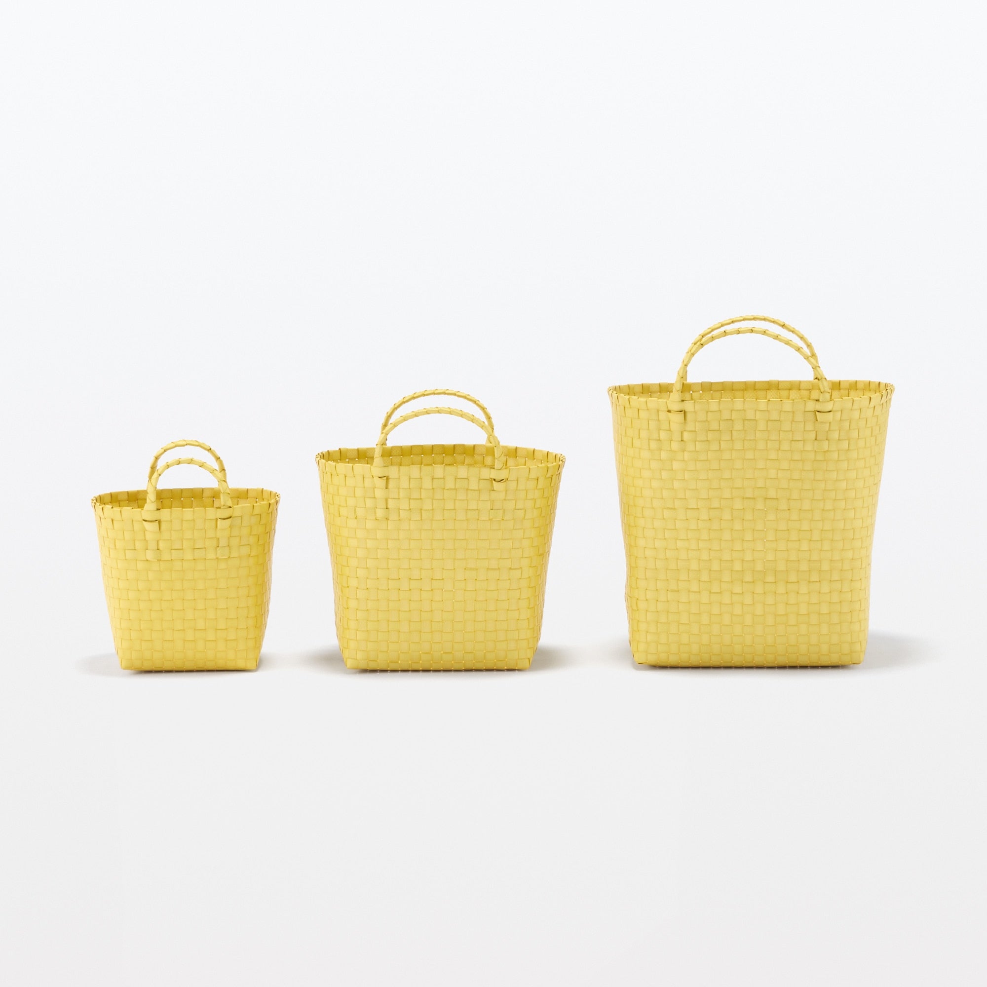 Recycled Polypropylene Strap Weave Basket - Yellow - Medium (dia. 13 x H9.8) - Image 7