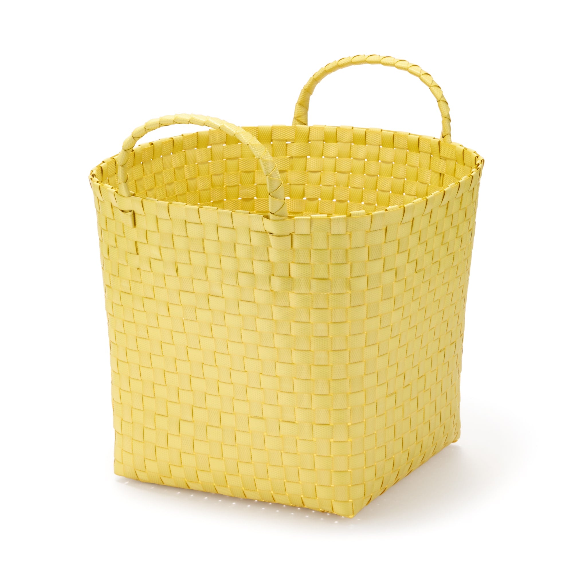 Recycled Polypropylene Strap Weave Basket - Yellow - Medium (dia. 13 x H9.8)