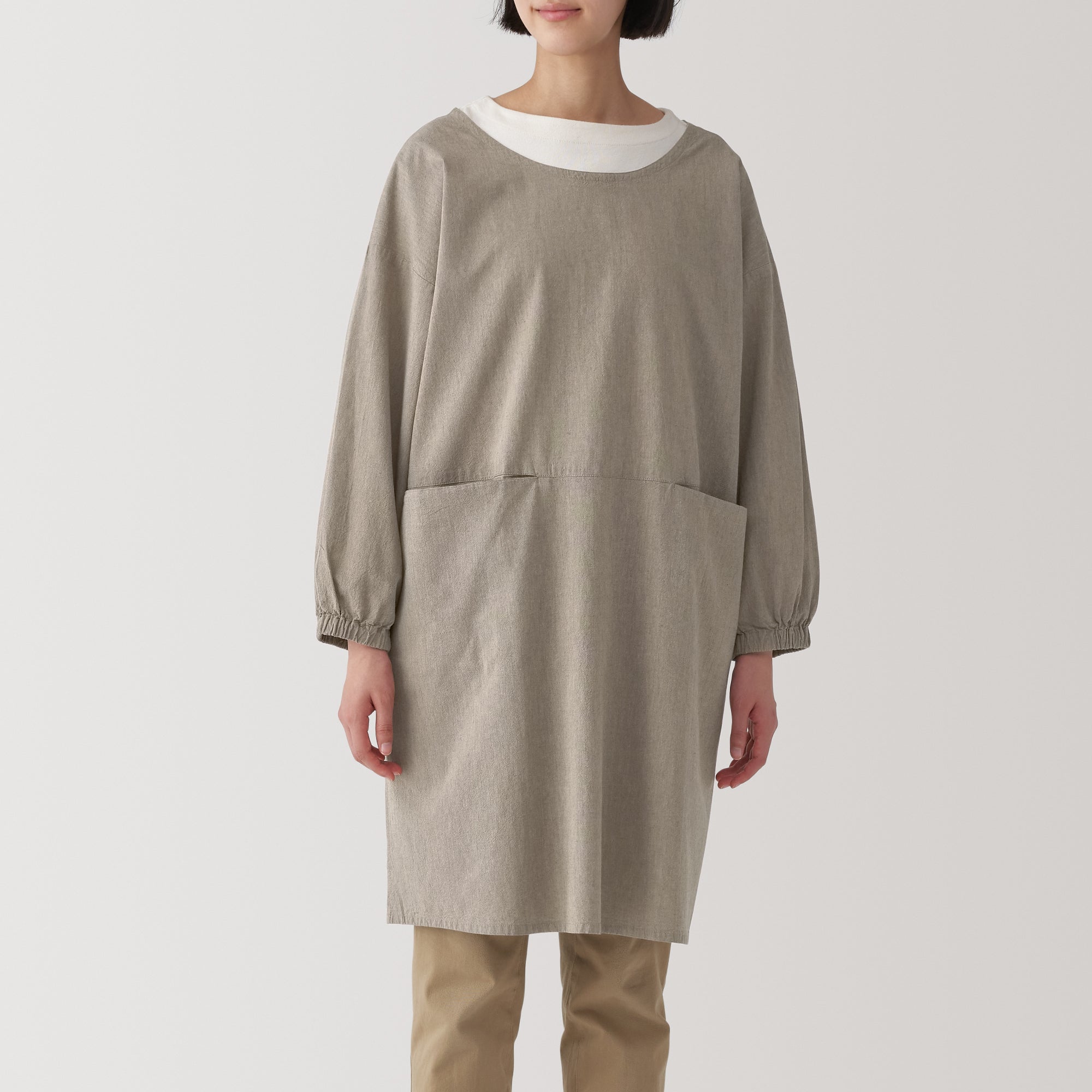 Easy Fit Long Sleeve Apron - Dark Beige - Image 2