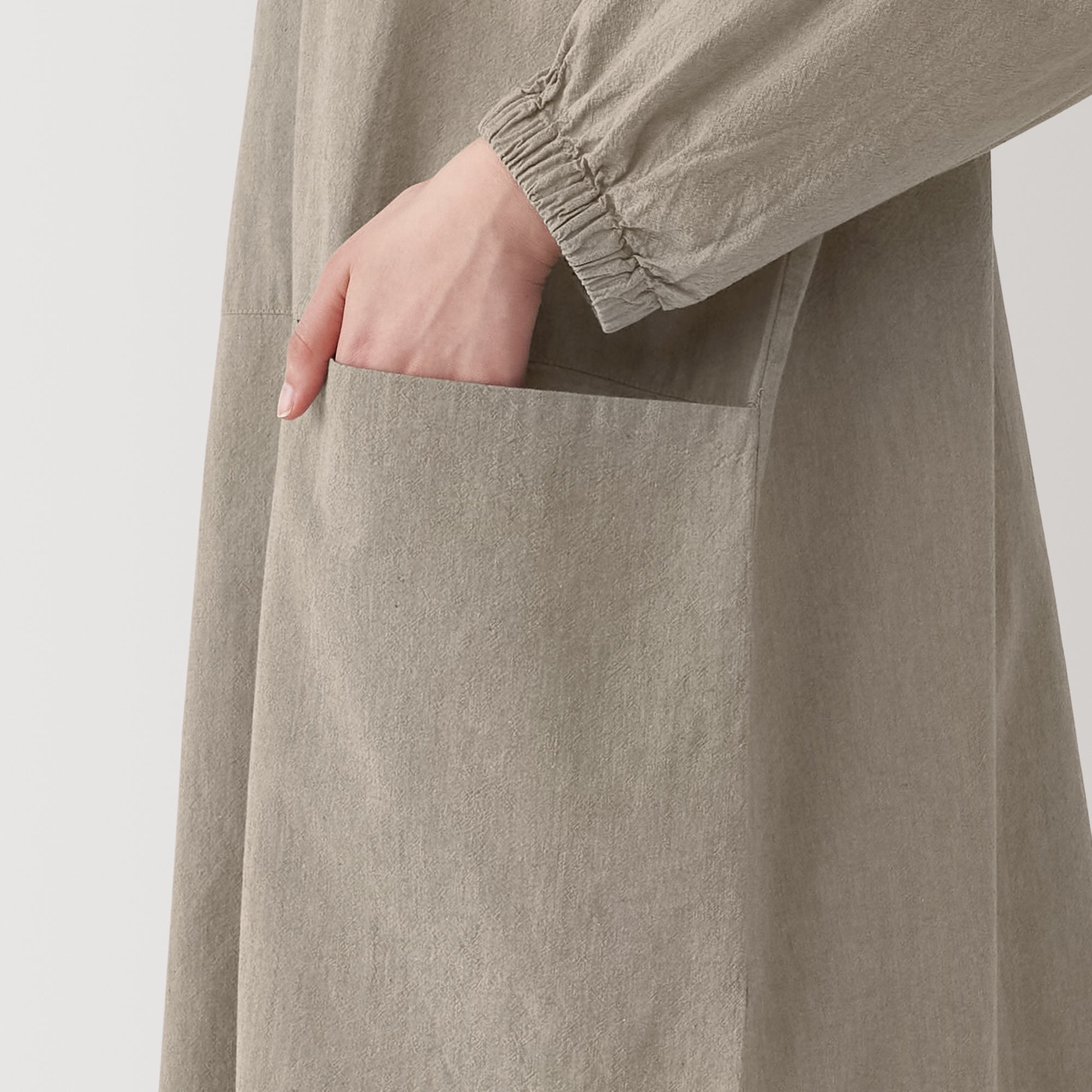 Easy Fit Long Sleeve Apron - Dark Beige - Image 4