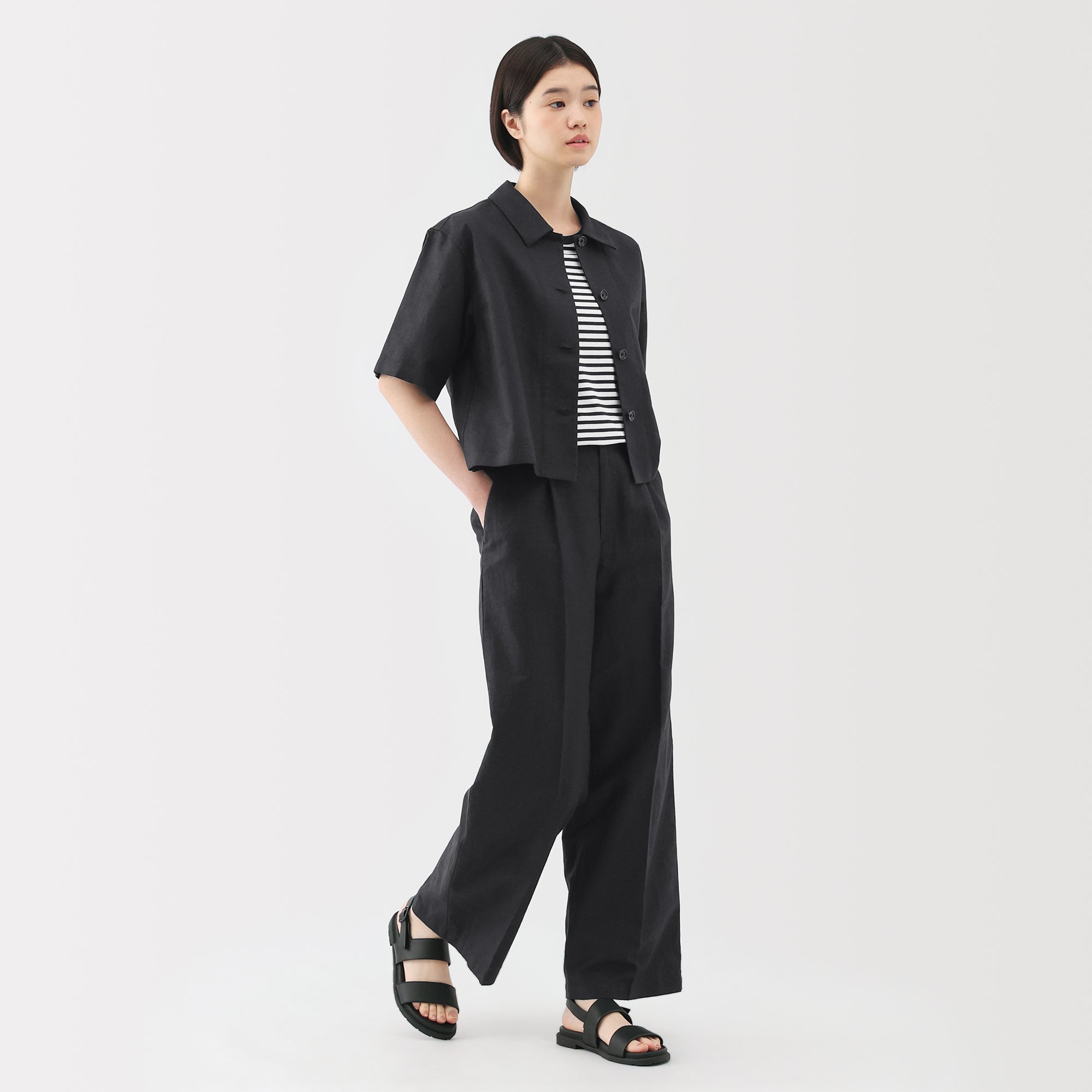 Women's Hemp Blend Twill Darted Wide Pants - Image 4
