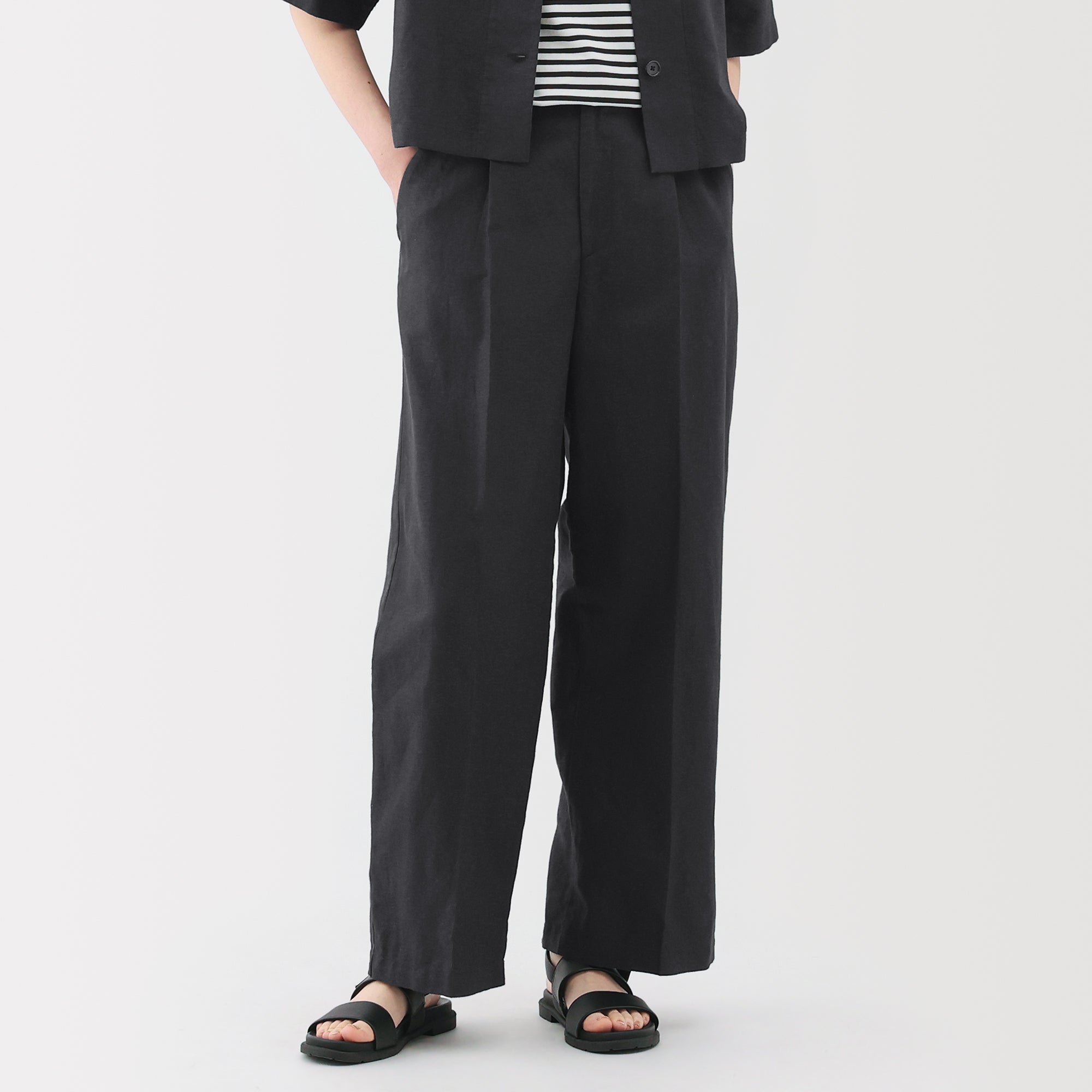 Women's Hemp Blend Twill Darted Wide Pants - Image 3