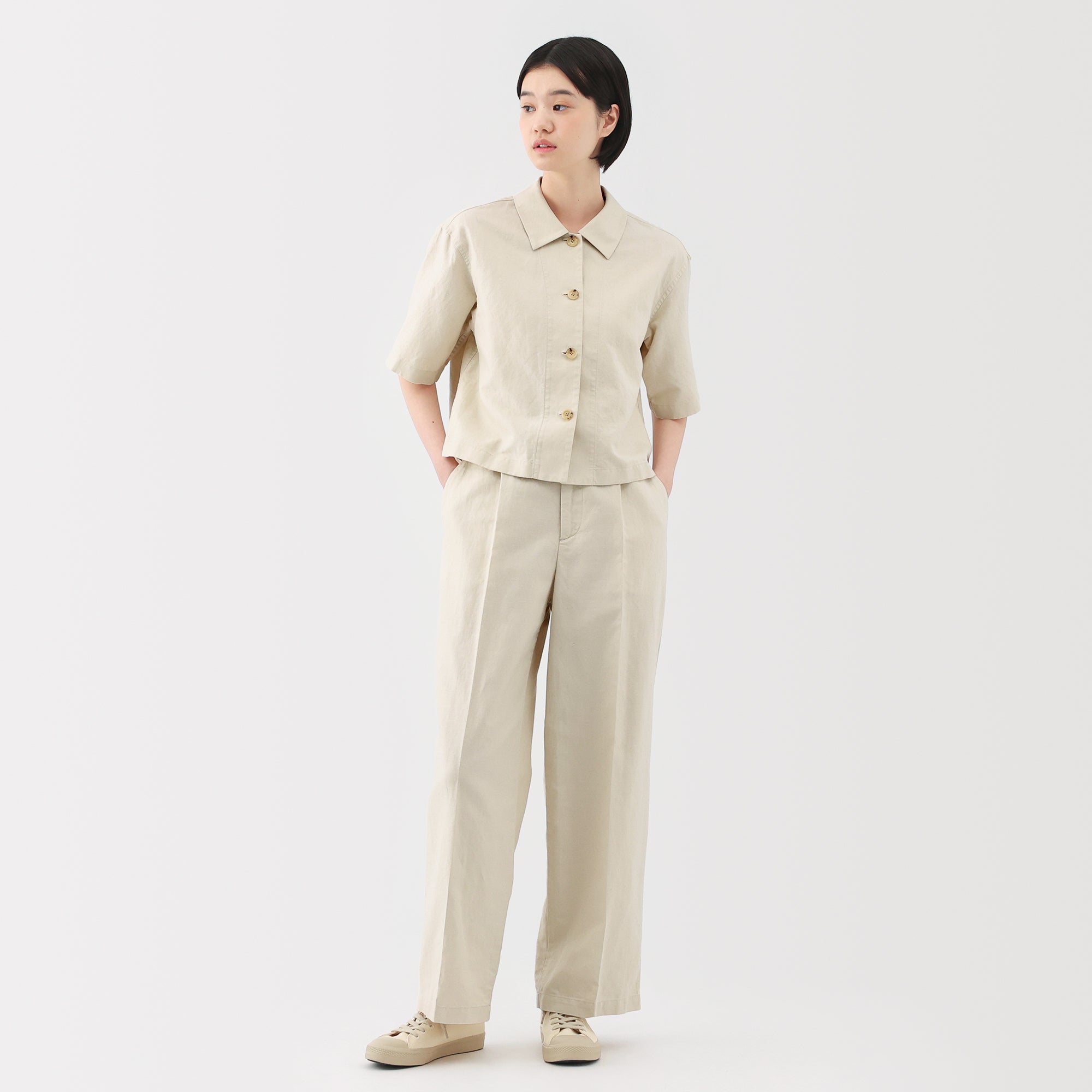 Women's Hemp Blend Twill Darted Wide Pants - Image 13
