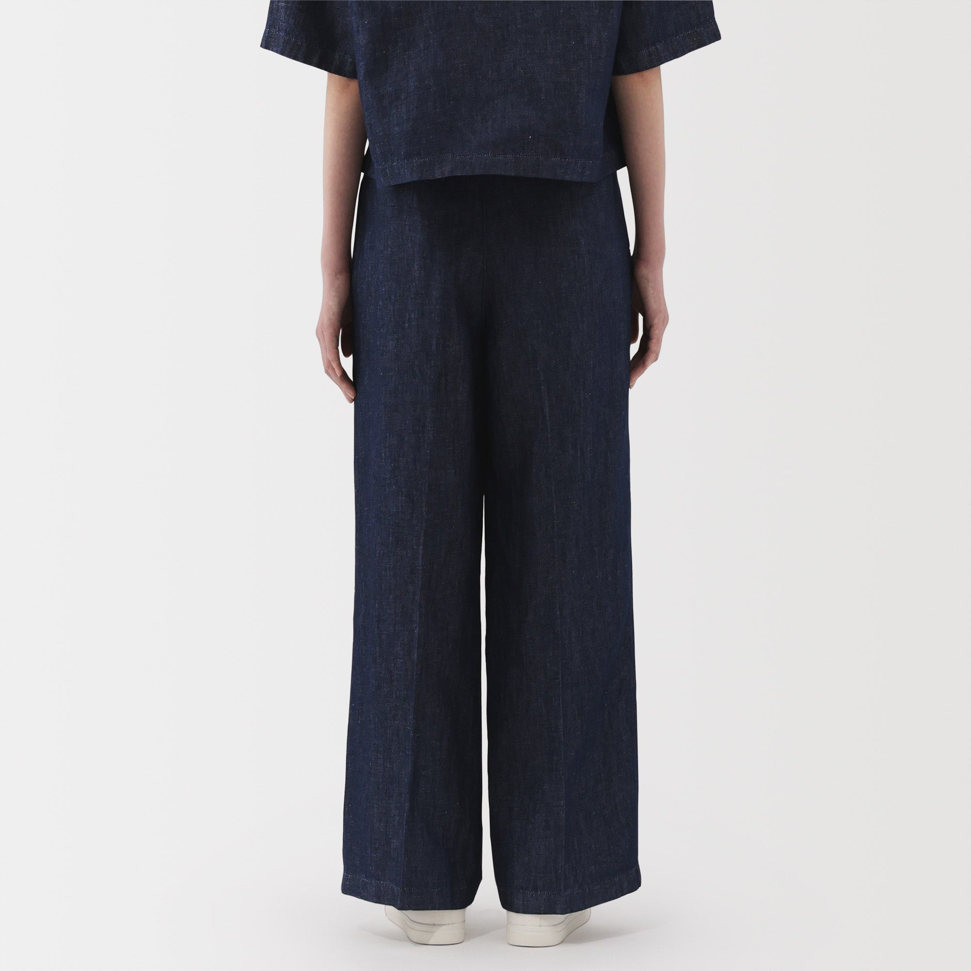 Women's Hemp Blend Denim Darted Wide Pants - Image 4
