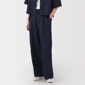 Women's Hemp Blend Denim Darted Wide Pants