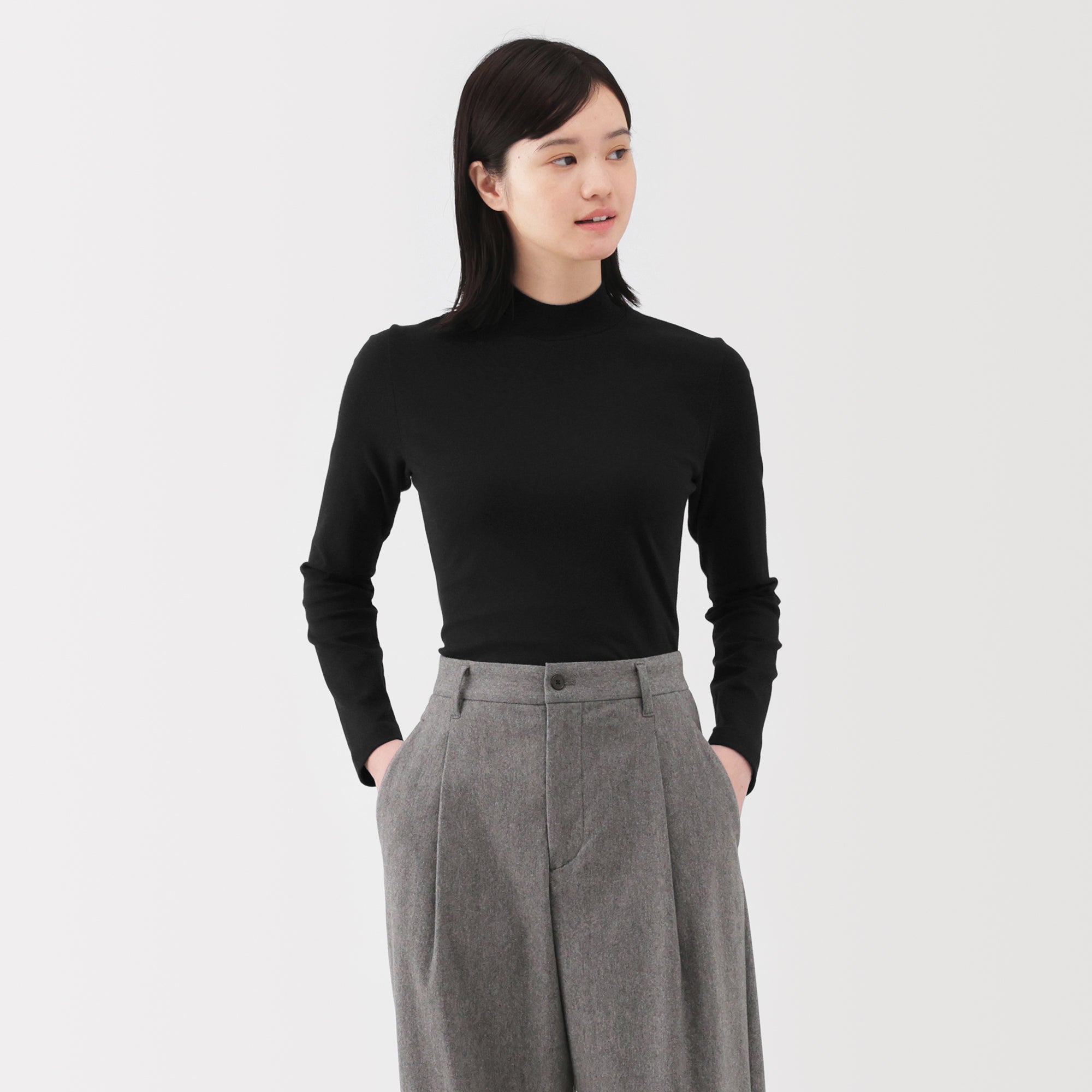 Brushed Mock Neck T-Shirt - Image 3