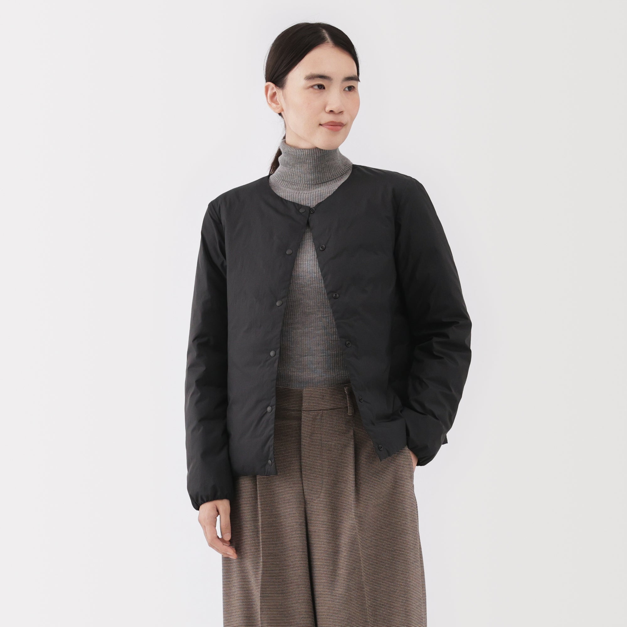 Lightweight Down Collarless Jacket - Image 3