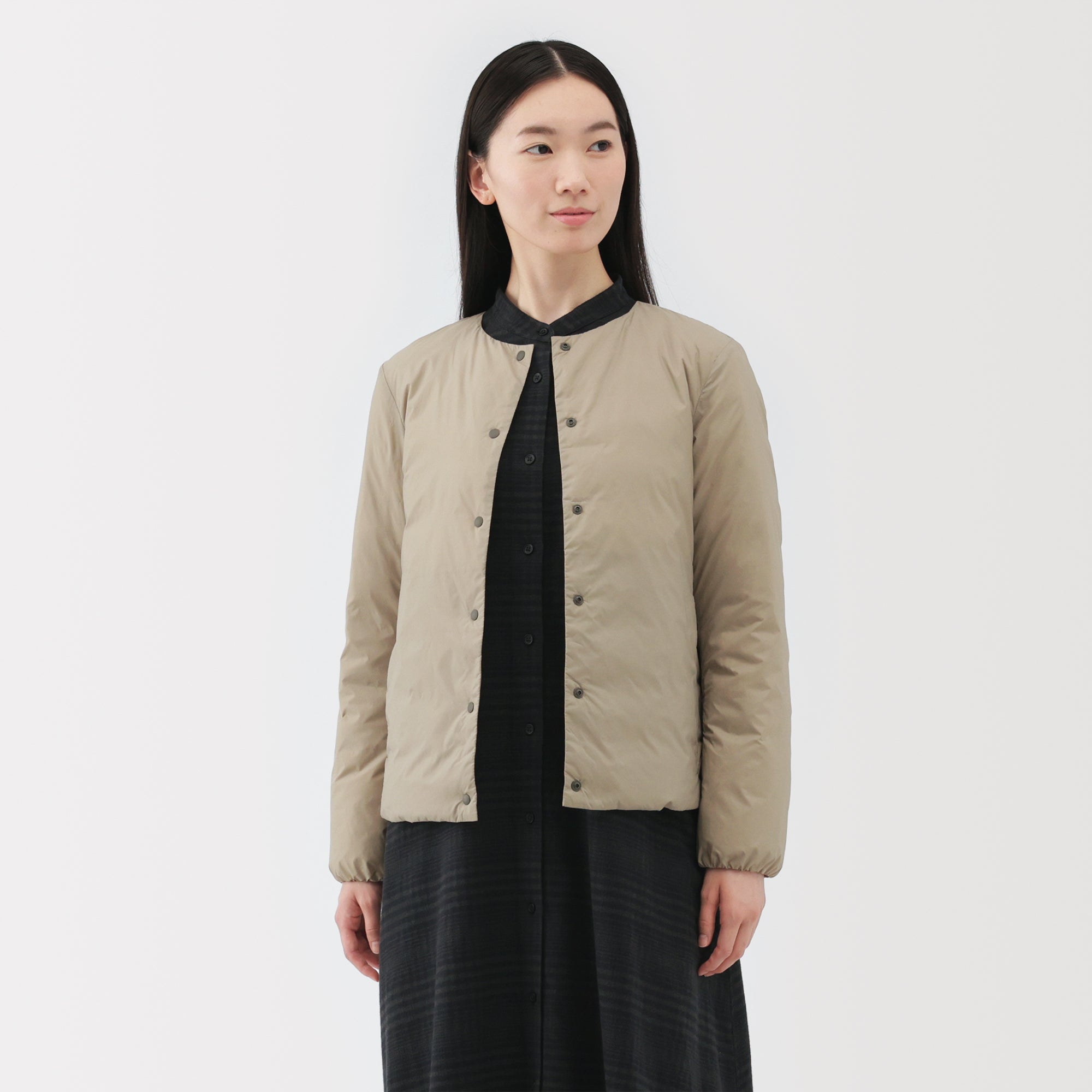 Lightweight Down Collarless Jacket - Image 13
