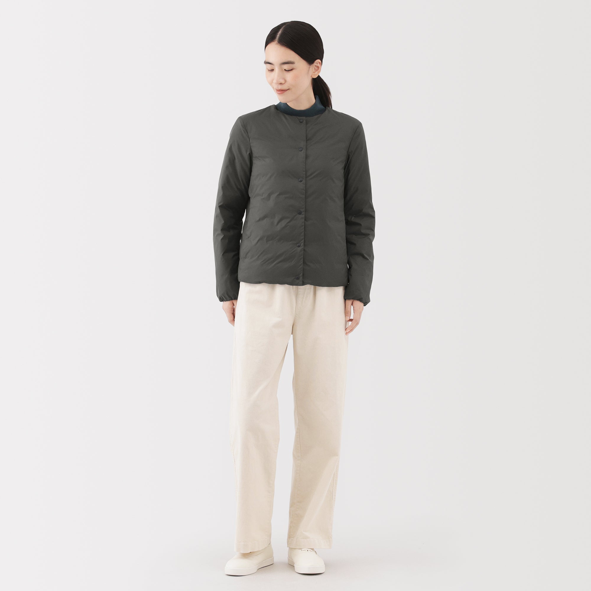 Lightweight Down Collarless Jacket - Image 36
